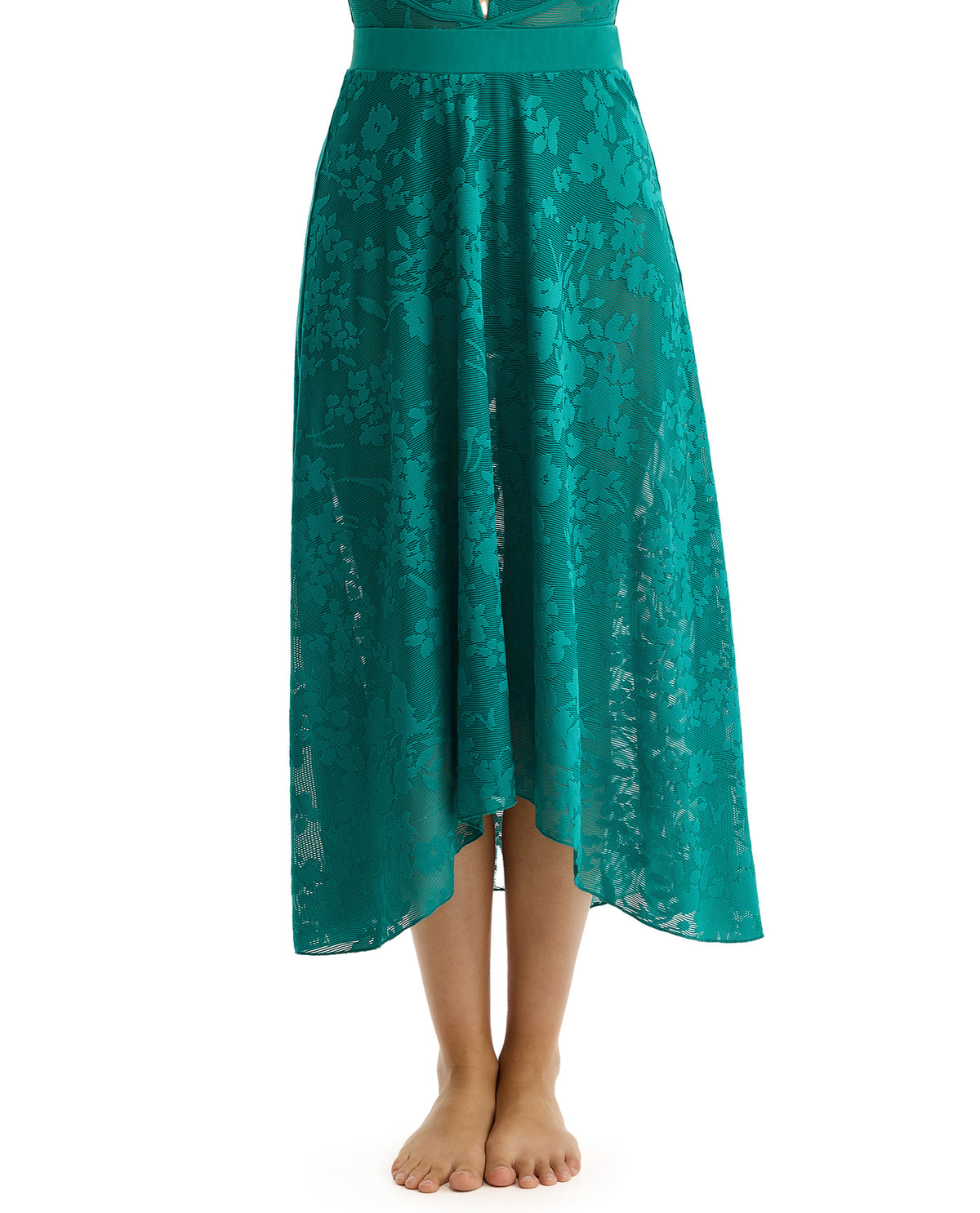 Chantilly Lace Textured High Low Skirt Cover-Up-Emerald