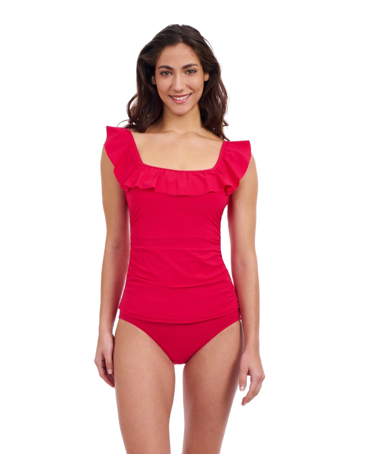 Tutti Frutti Square Neck Ruffle Tankini Top