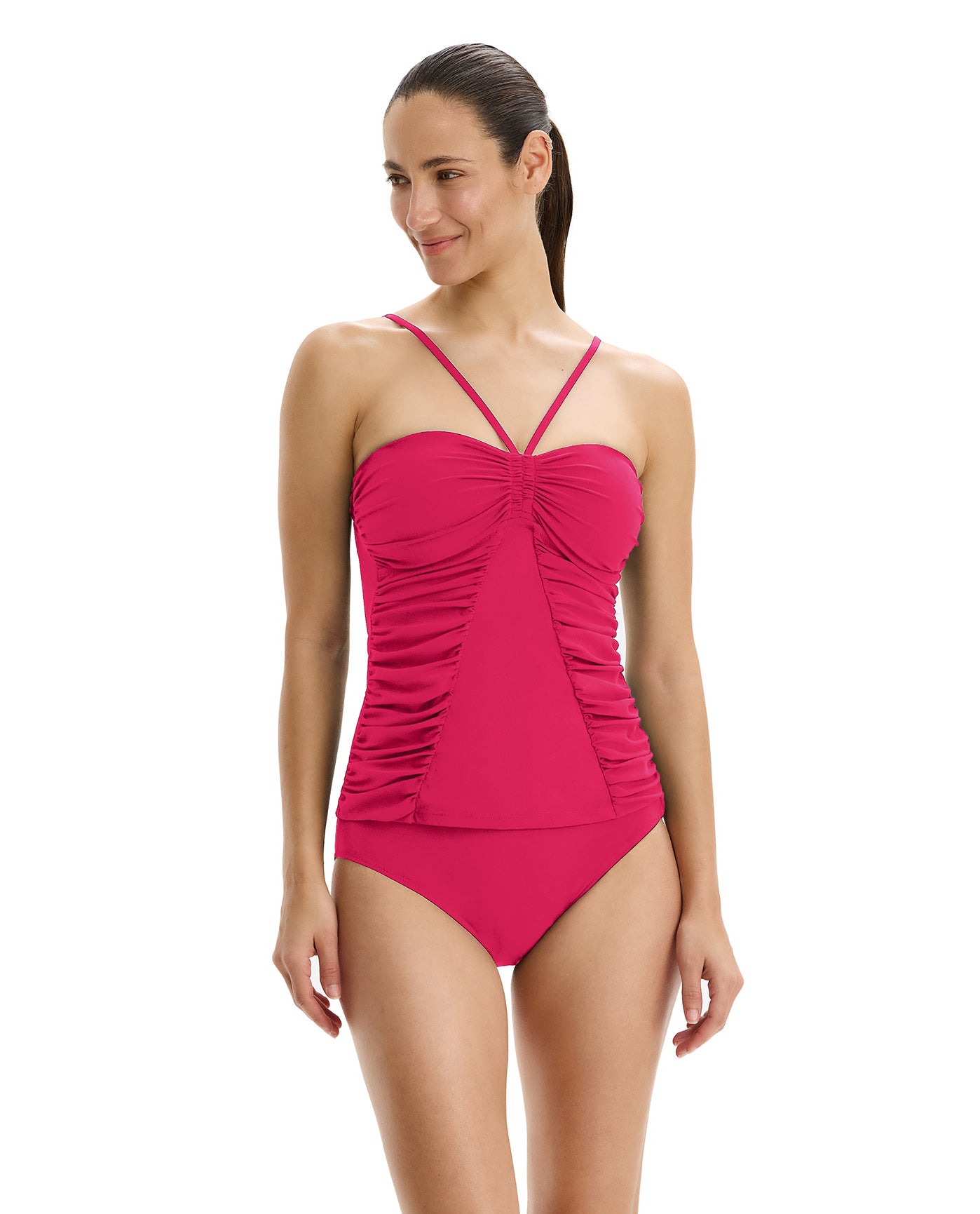 Tutti Frutti Bandeau Tankini Top-Magenta