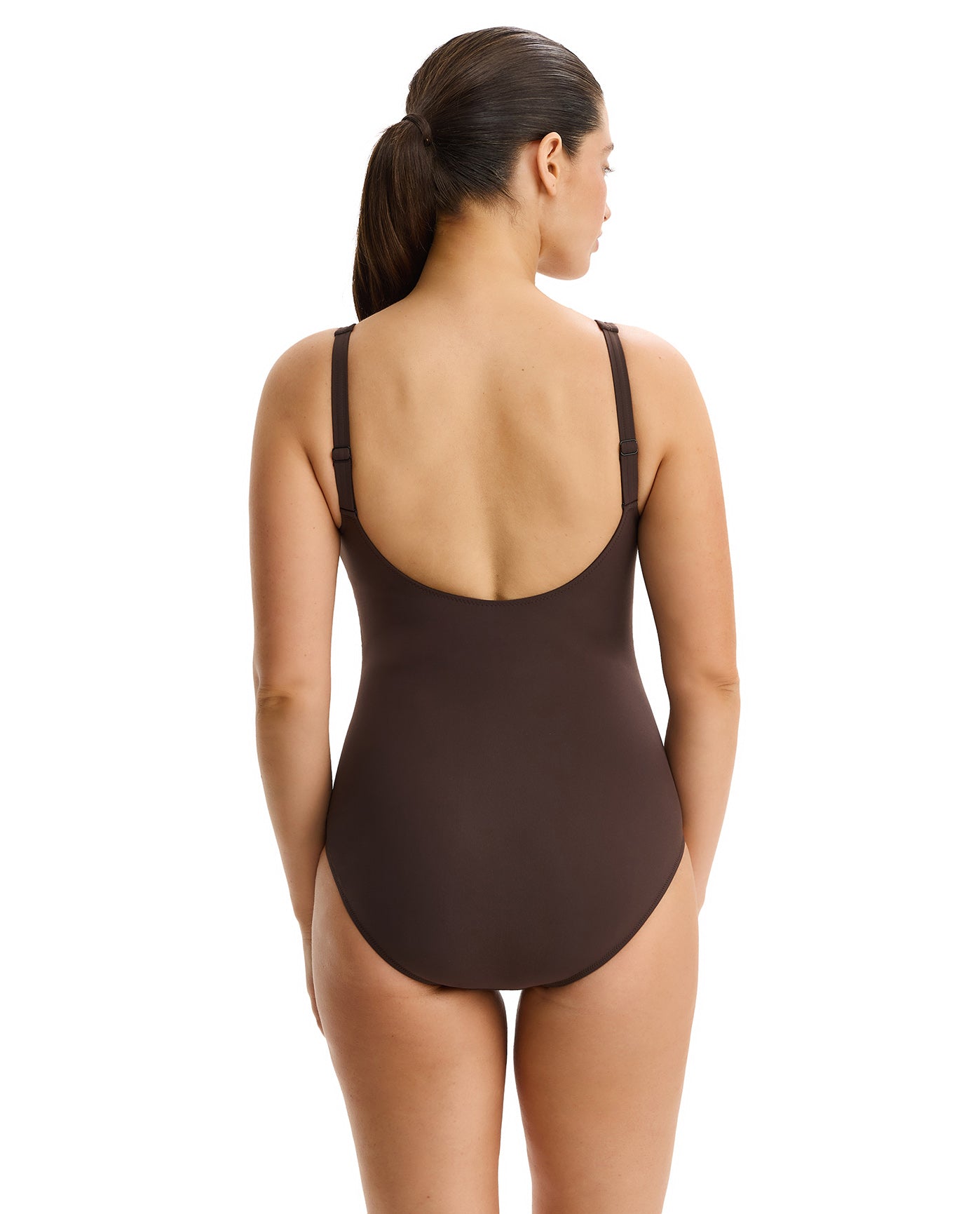 Tutti Frutti D-Cup V-Neck Gold Beaded One Piece -Espresso
