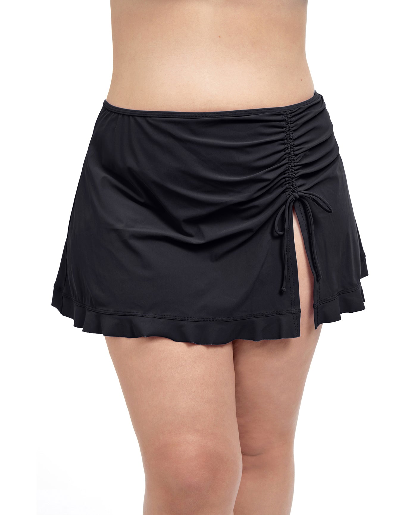 Profile By Gottex Tutti Frutti Plus Size Side Slit Cinch Swim Skirt | Profile Tutti Frutti Black