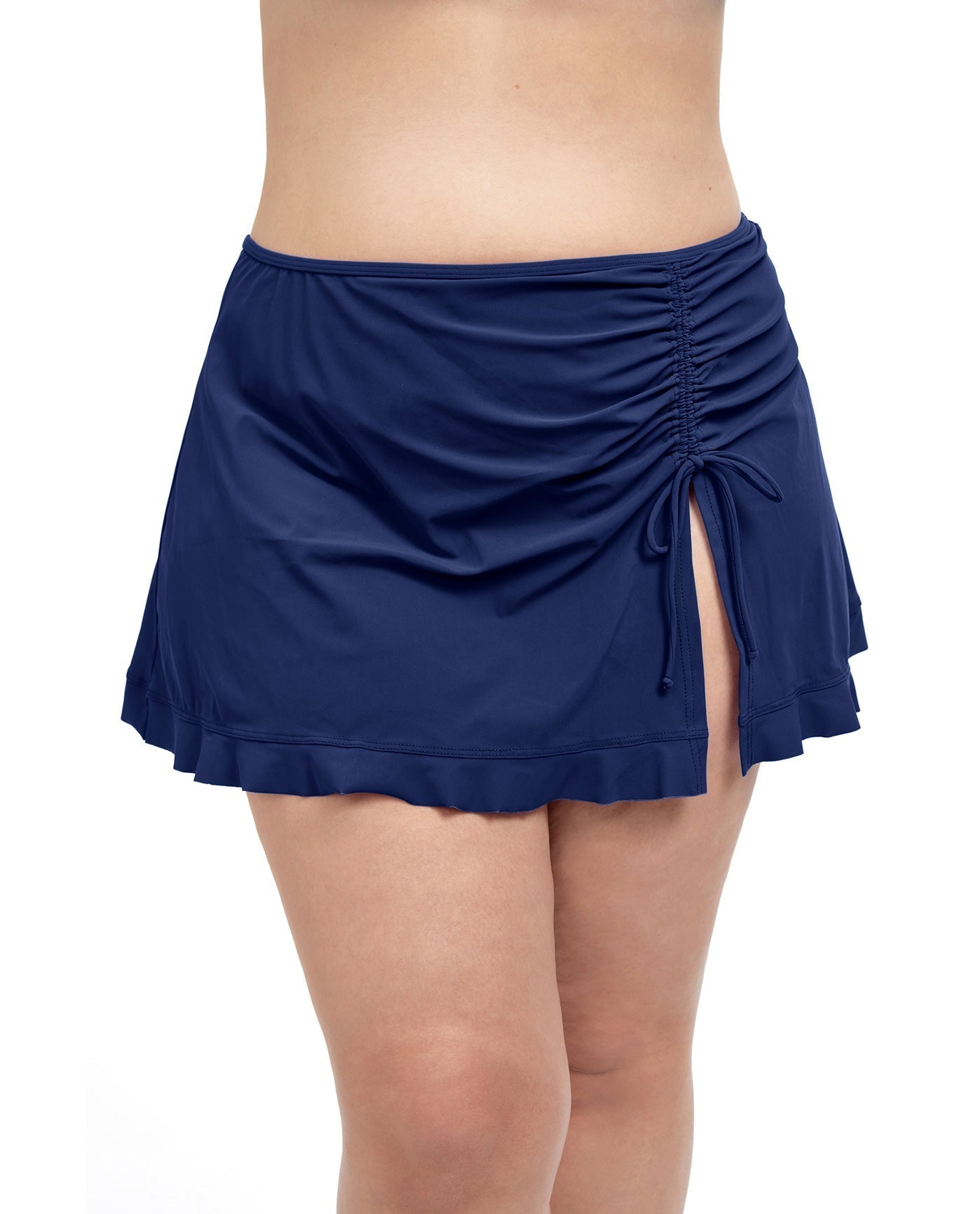 Profile By Gottex Tutti Frutti Plus Size Side Slit Cinch Swim Skirt | Profile Tutti Frutti Navy