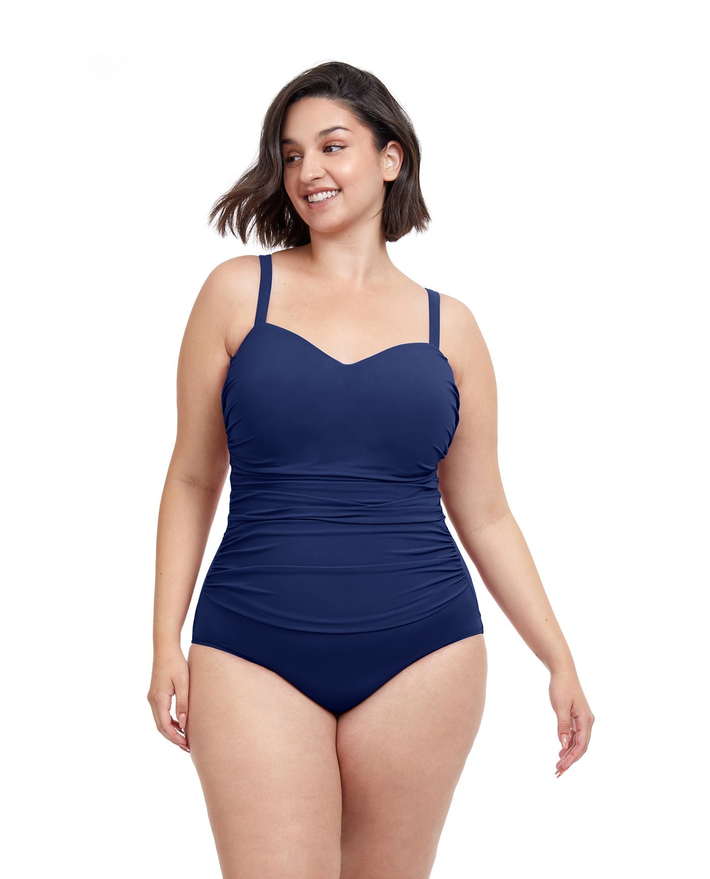 Tutti Frutti Plus Size Scoop Neck Shirred One Piece Swimsuit - Main Image