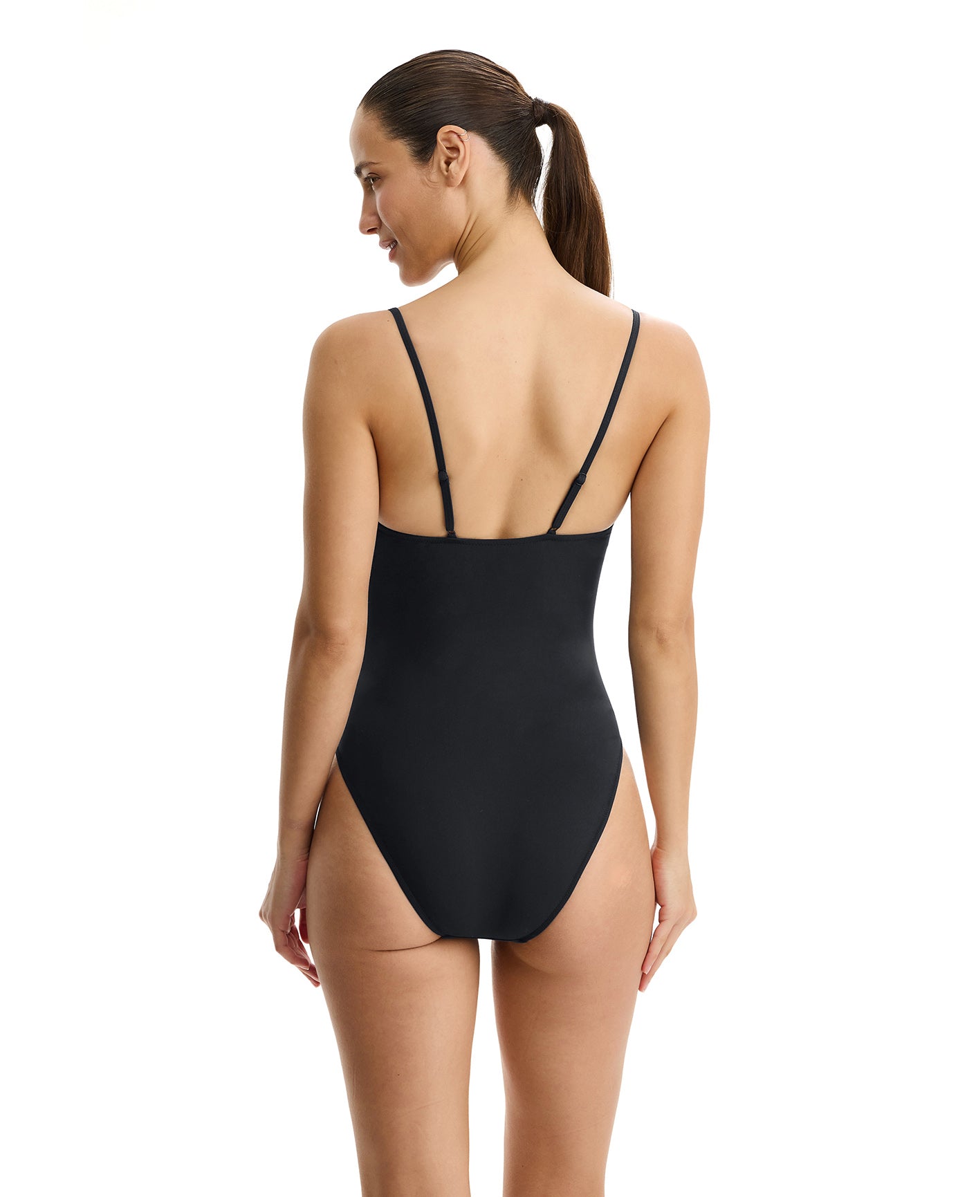 Tutti Frutti V-Neck One Piece-Black
