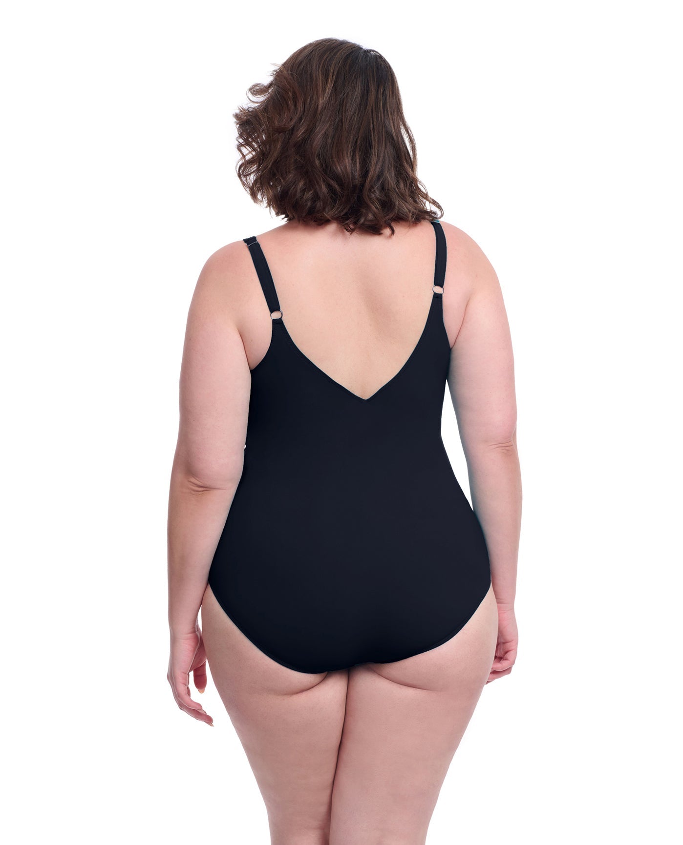 Profile By Gottex Tutti Frutti Plus Size Asymmetrical Ruffle Surplice One Piece Swimsuit | PROFILE TUTTI FRUTTI BLACK