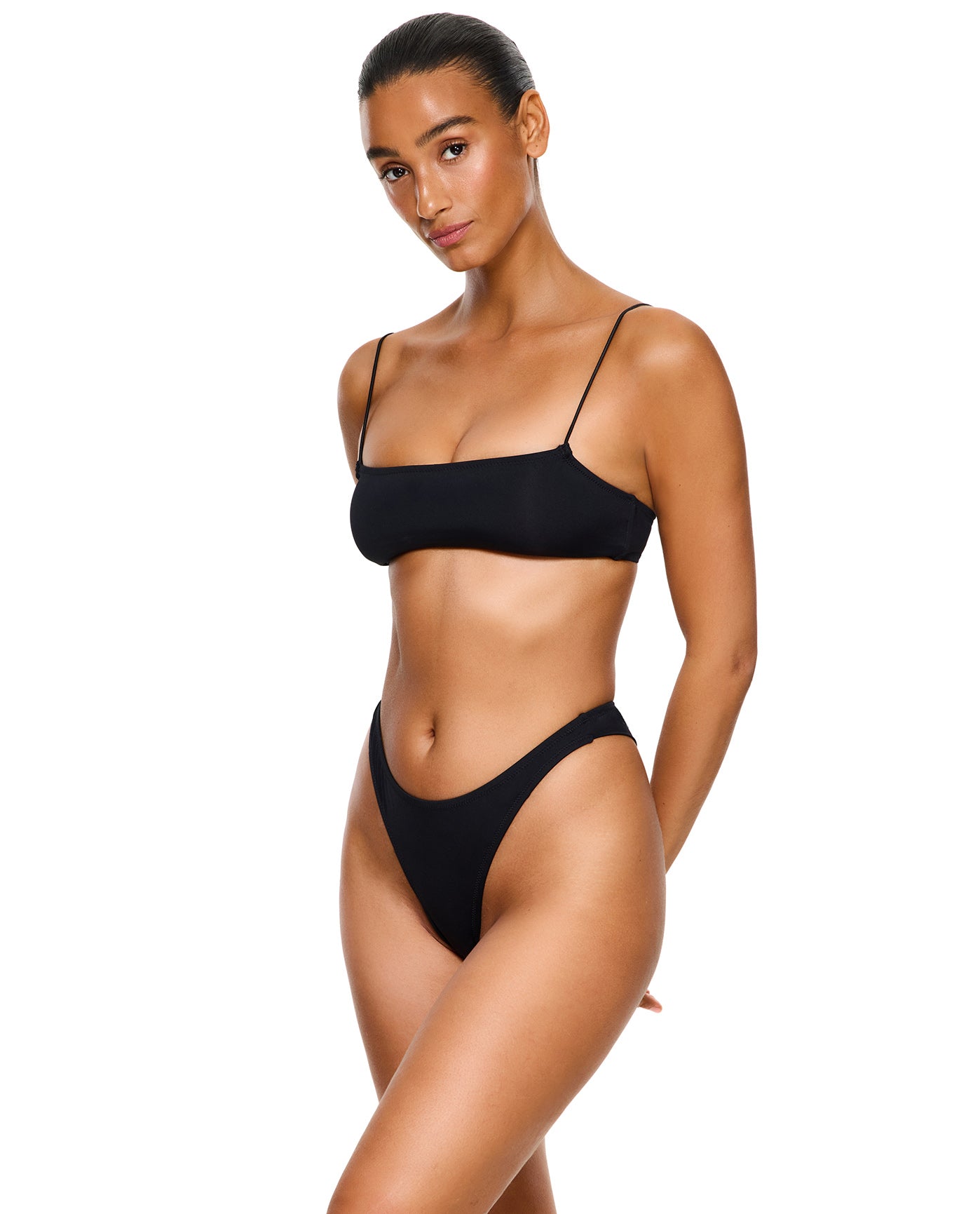 Haut de bikini noir à col rond Midnight