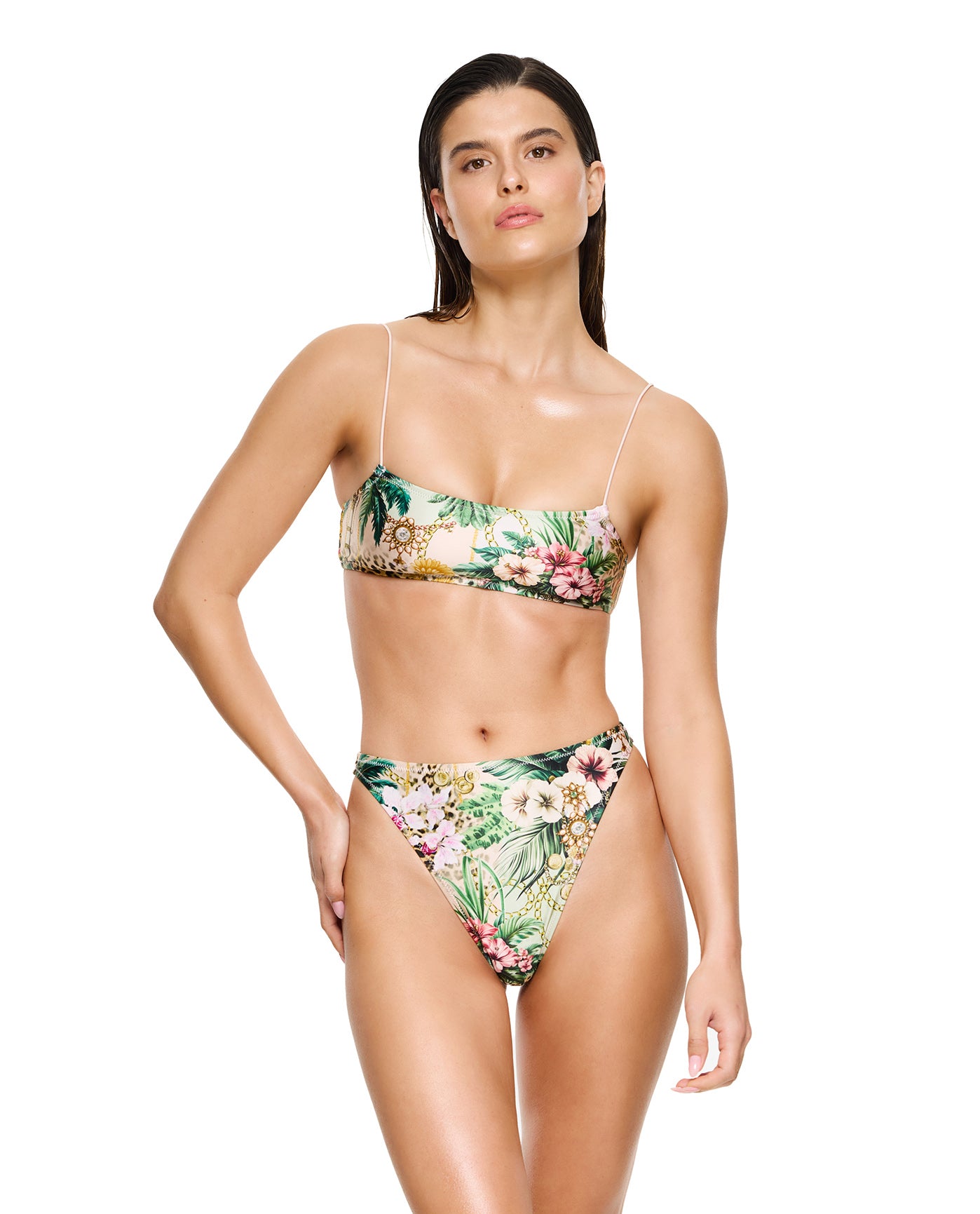 Jungle Treasure Scoop Neck Bikini Top-Multi