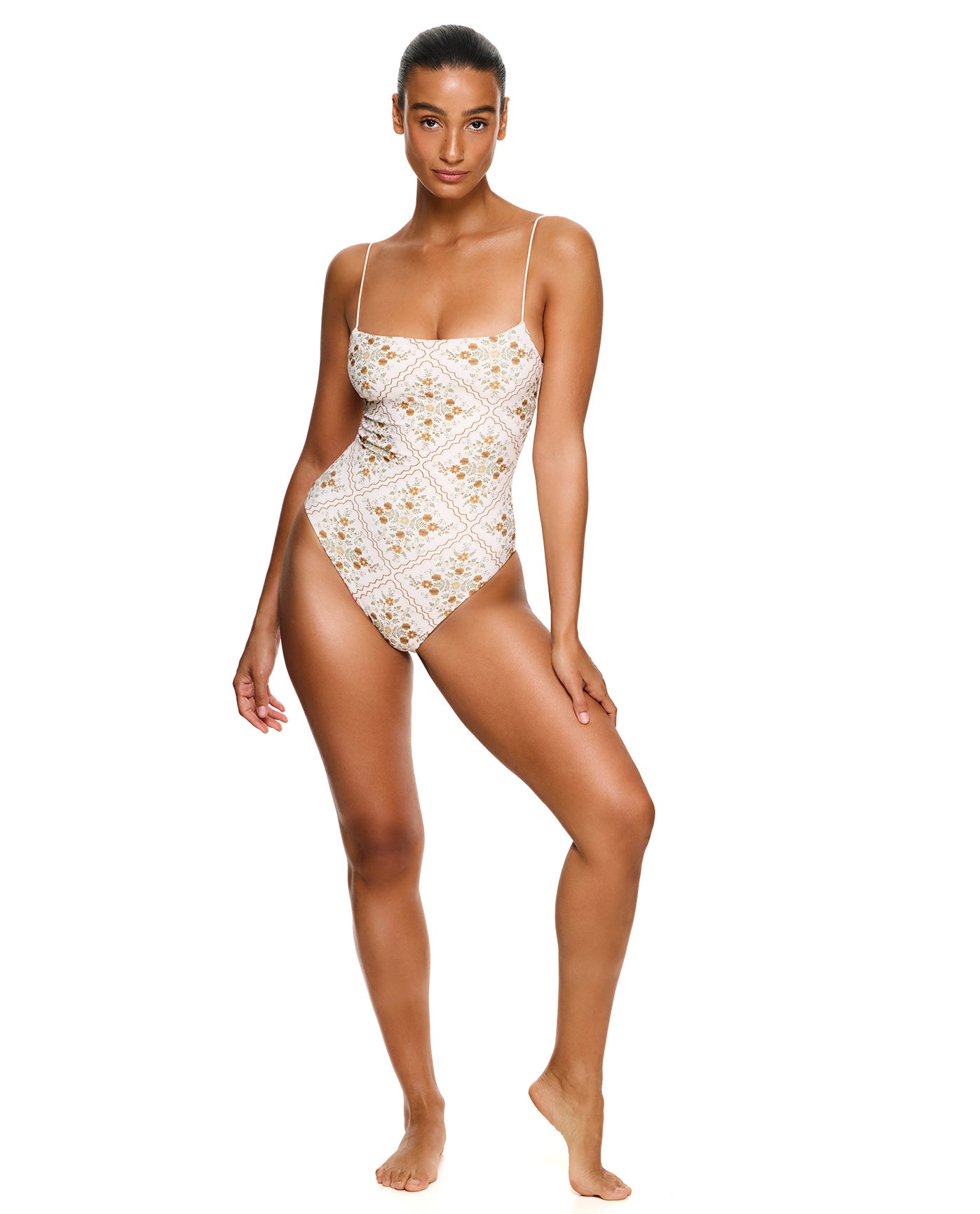 Love Notes Reversible Open Back One Piece-Cream brown