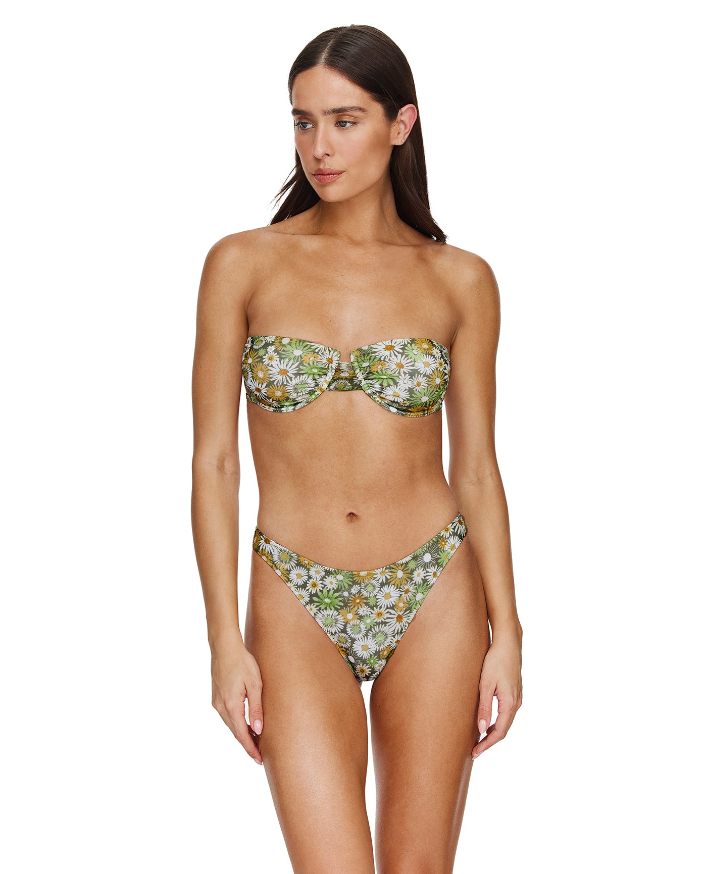 Gardenia Underwire Bandeau Bikini Top-Multi/grn