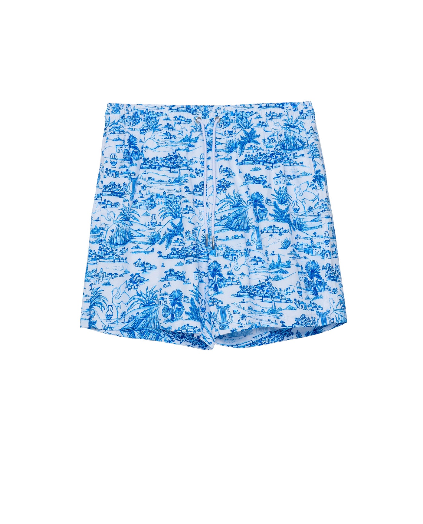 Summer Toile 5" Swim Trunks -Blue/ white
