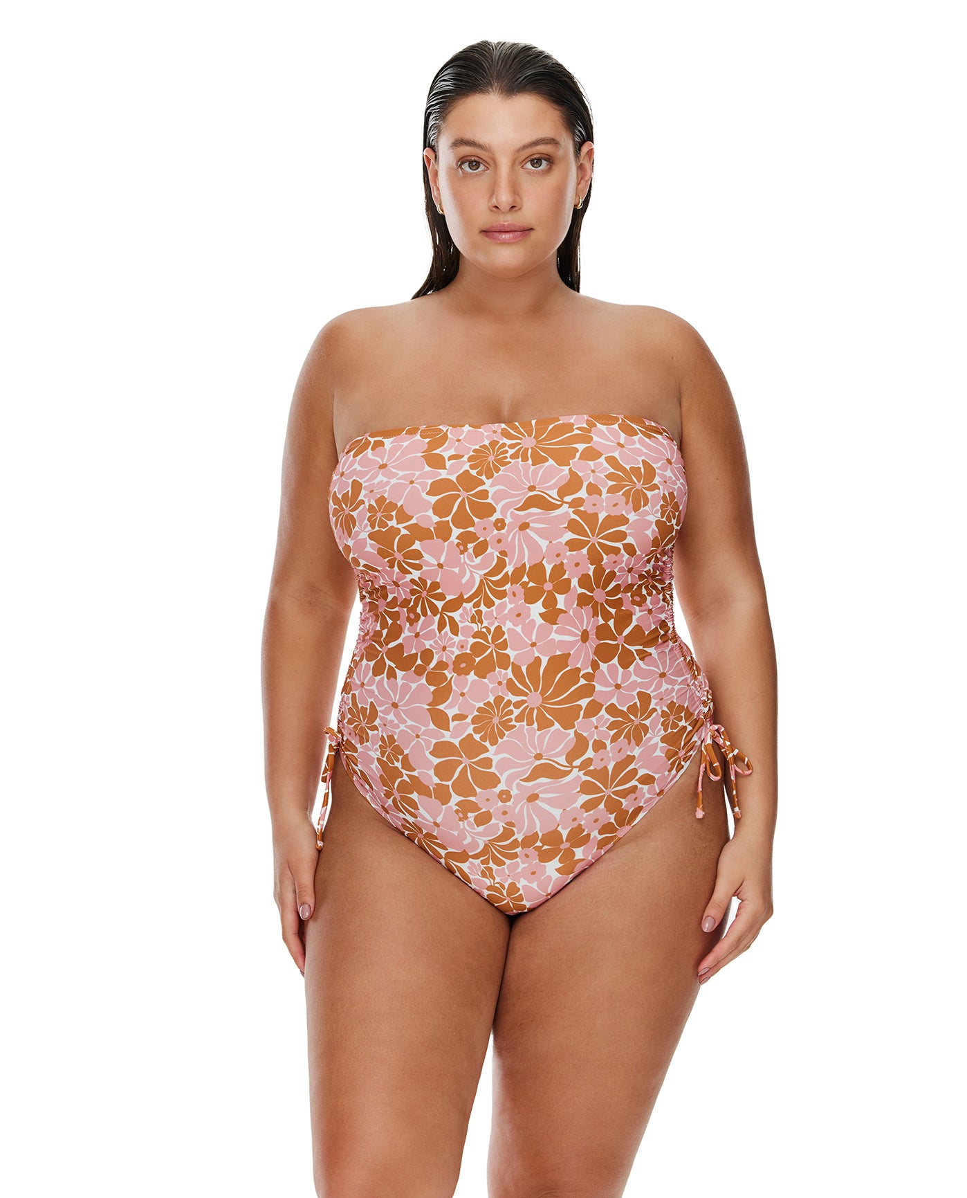 Summer Memories Bandeau One Piece -Pink/brn