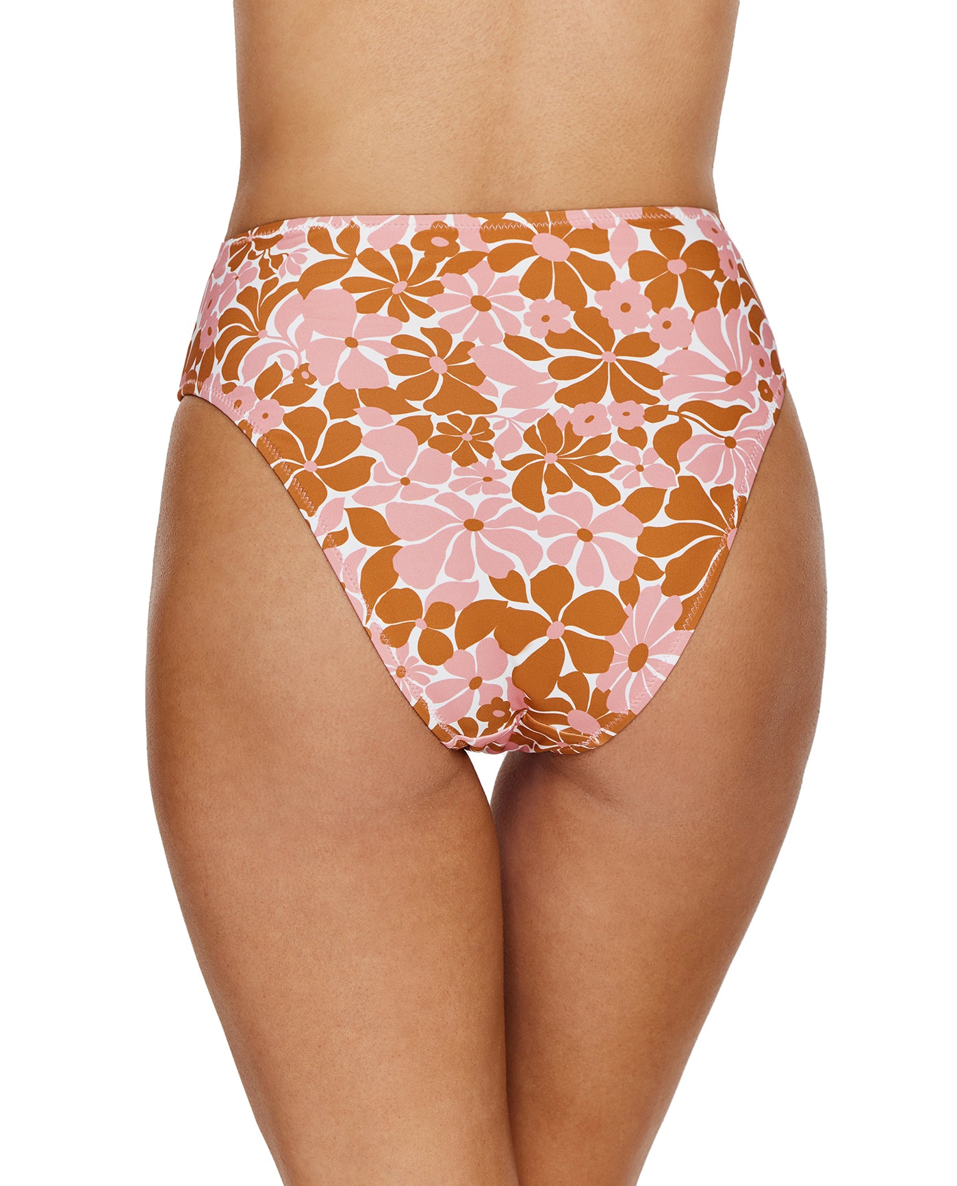 Summer Memories High Waist Bikini Bottom -Pink/brn