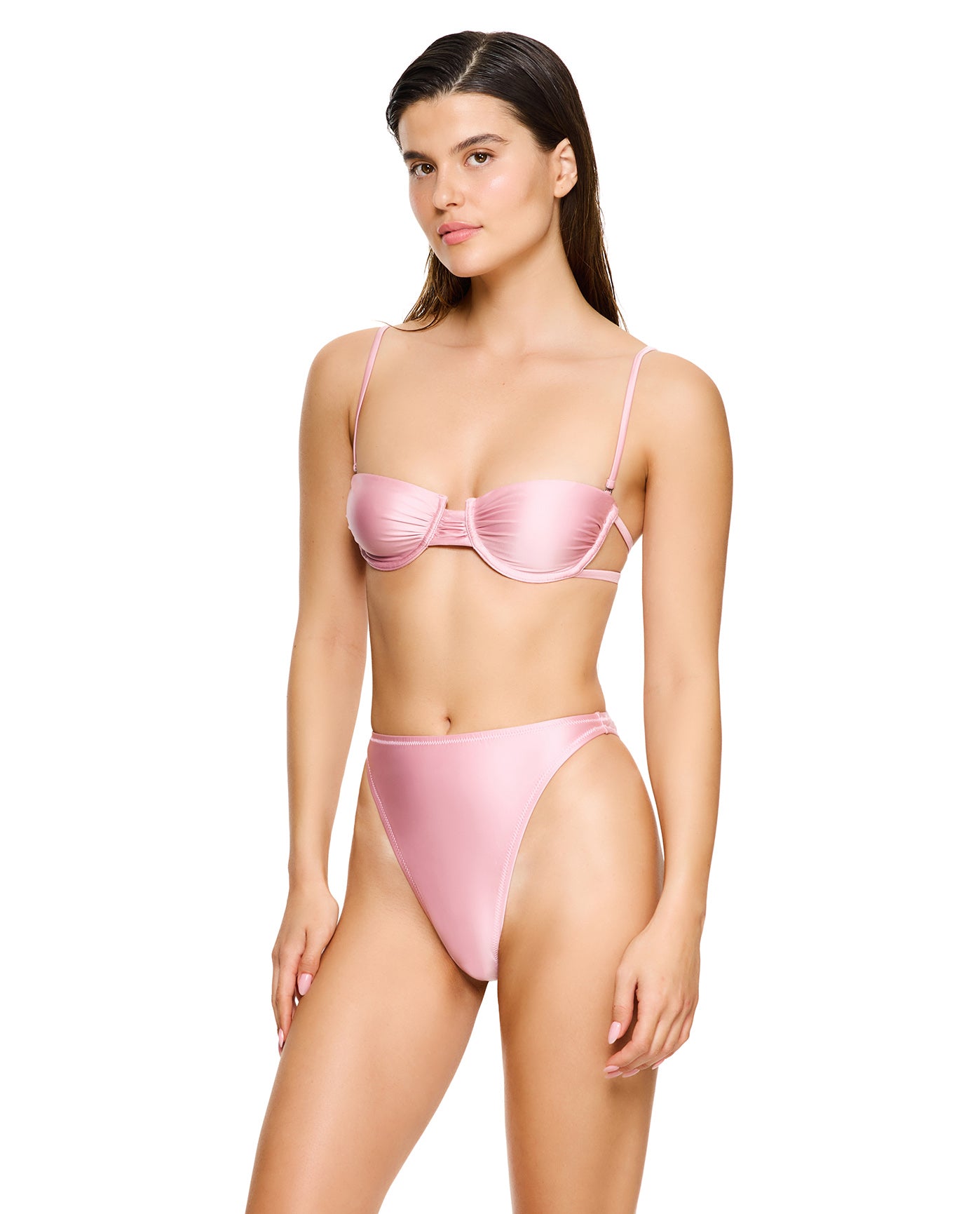 Satin Royale Underwire Bandeau Bikini Top-Light pink