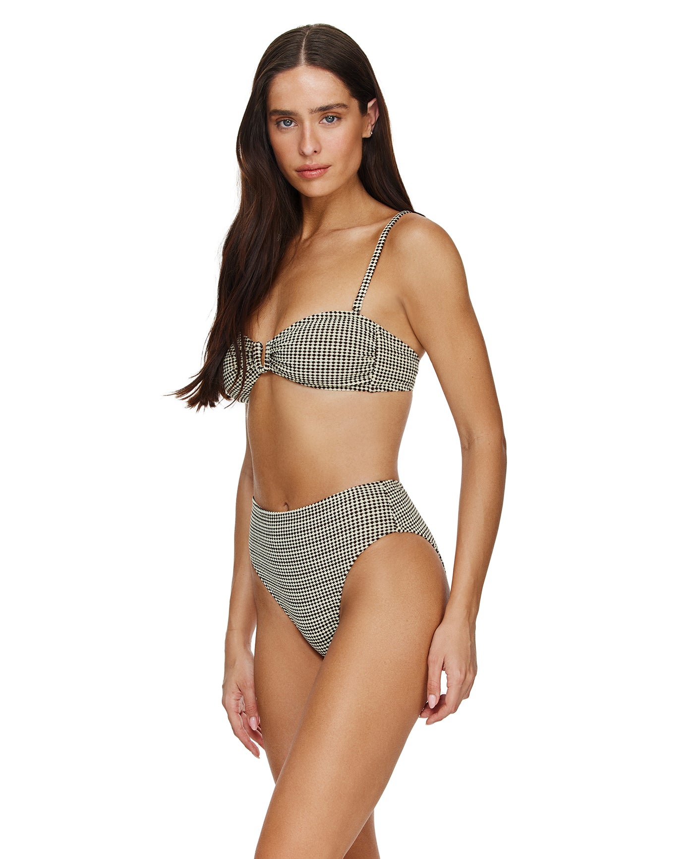 Sandy Beach Textured Bandeau Bikini Top -Multi/brn