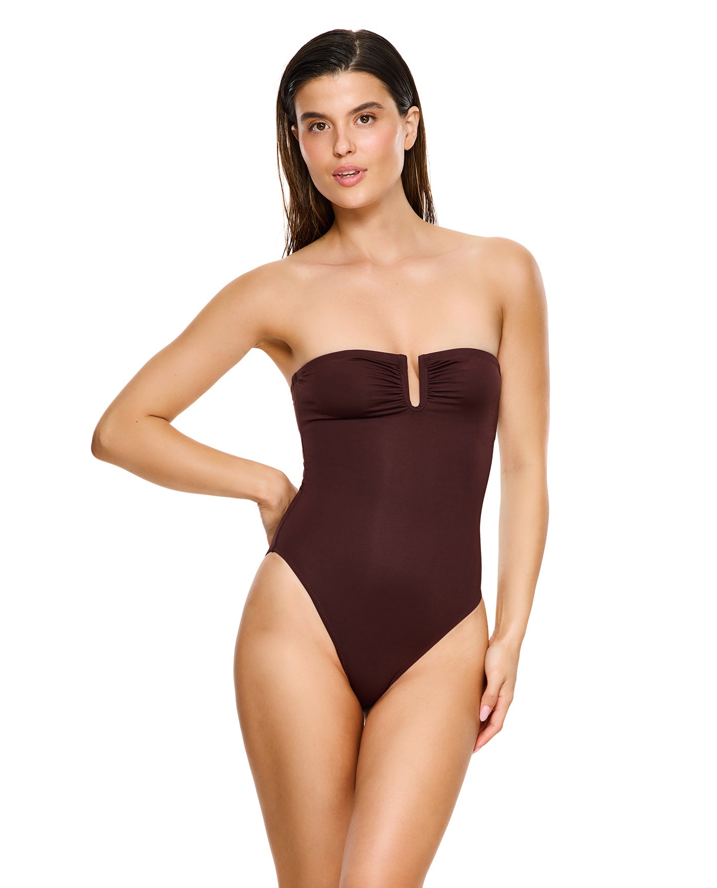 Vacay Mode Bandeau One Piece-Brown
