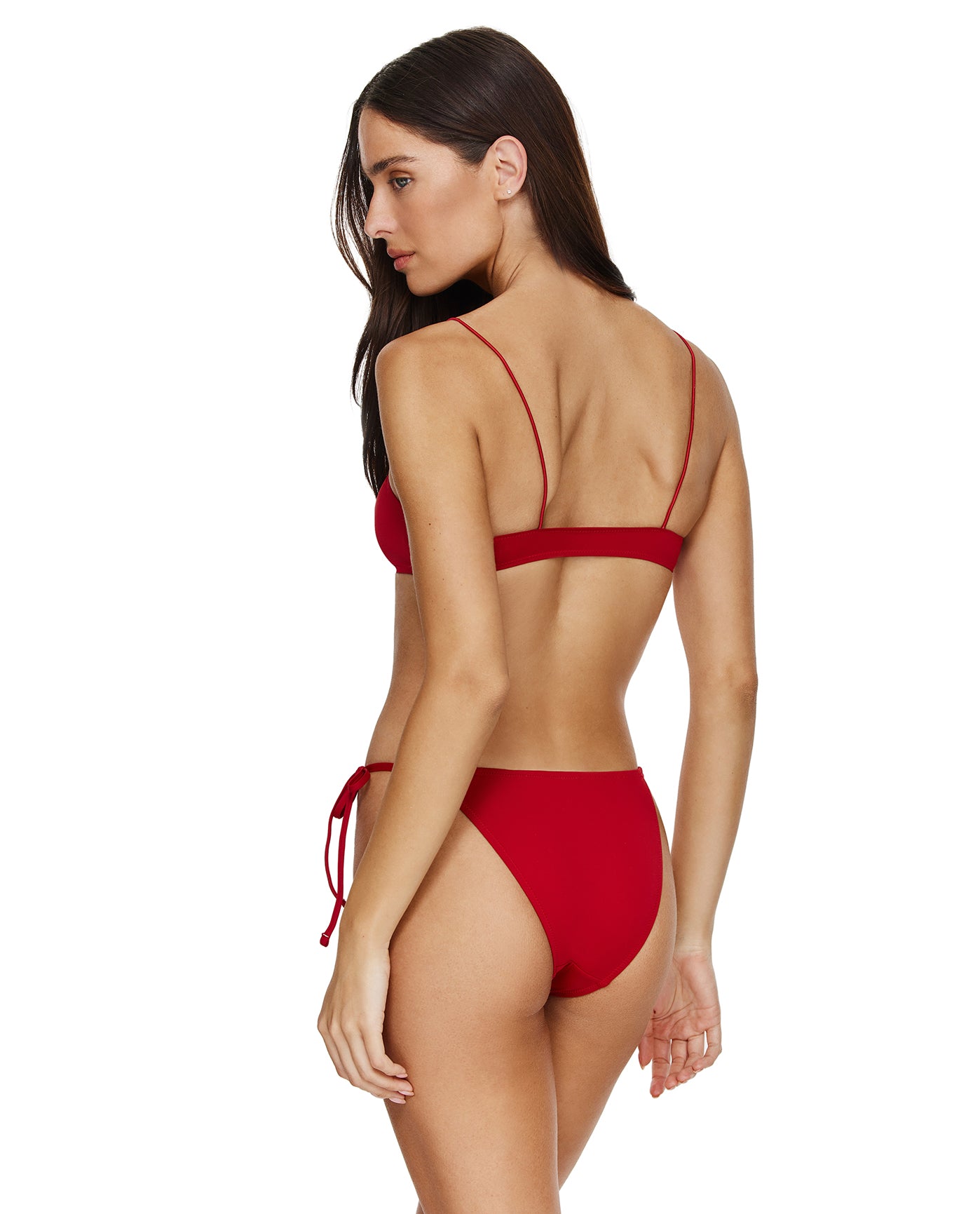 Beach Time Scoop Neck Bikini Top-Red