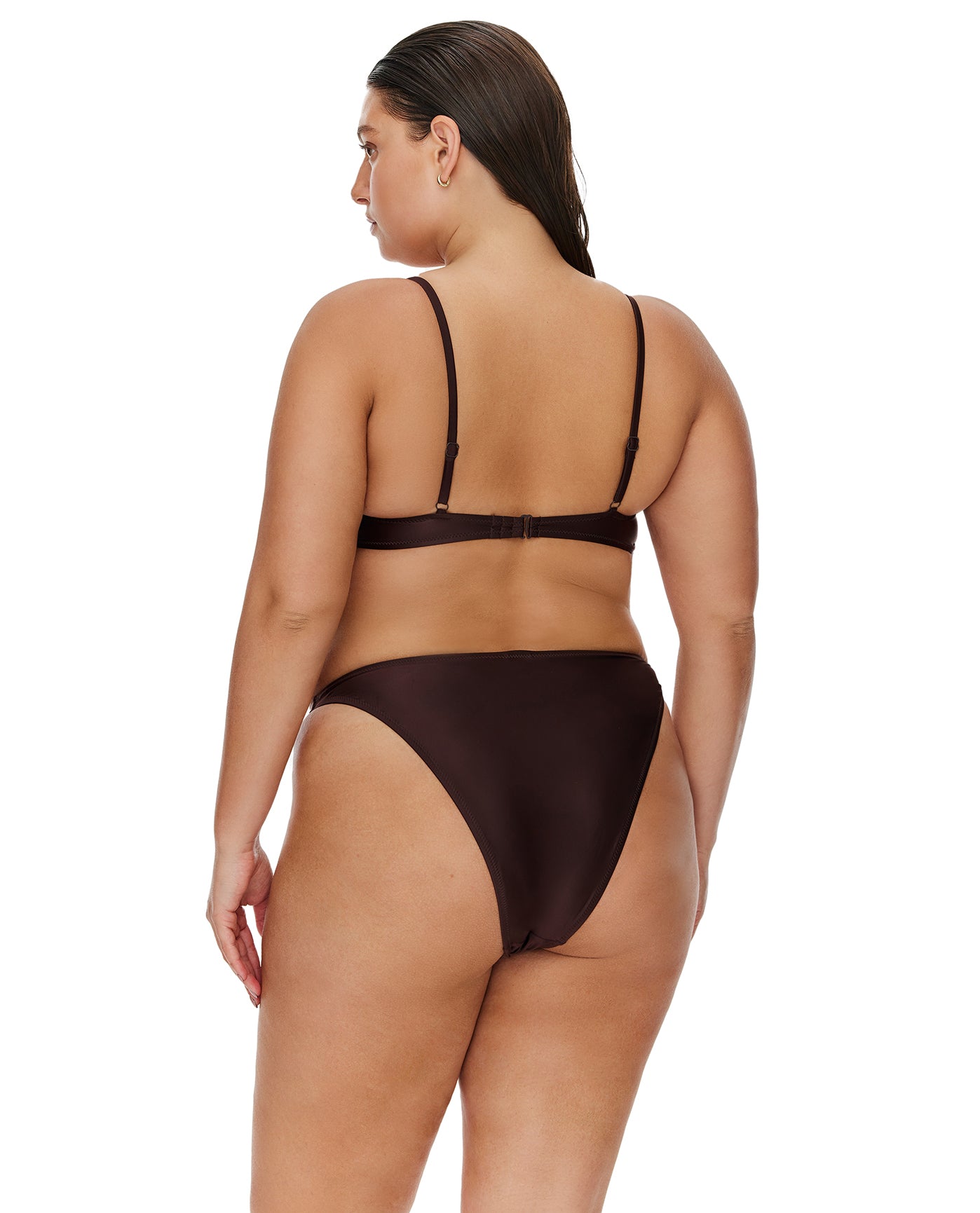 Satin Touch Underwire Bikini Top-Brown