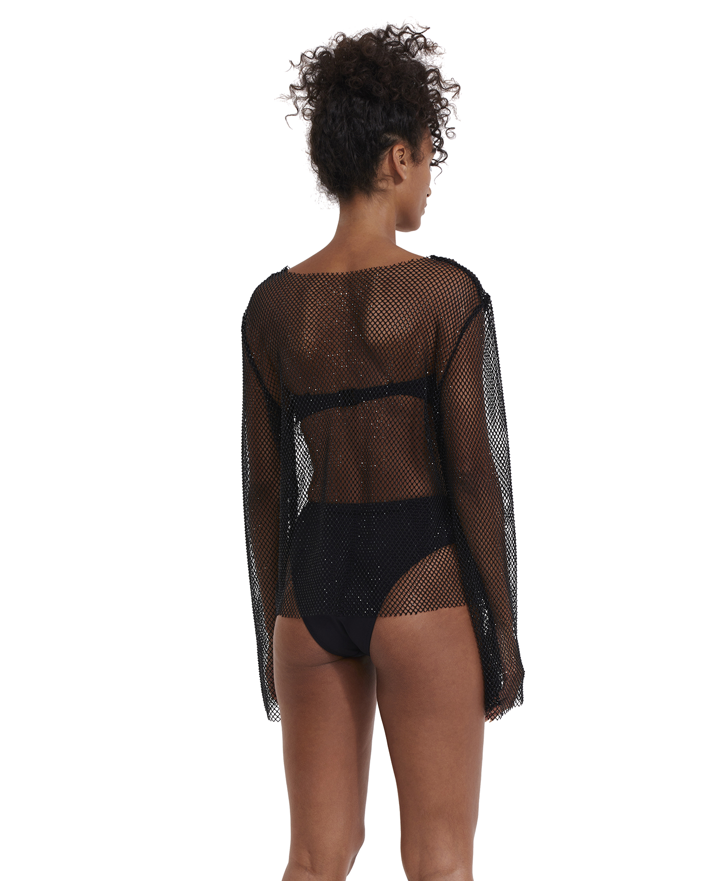 Rhinestone Mesh Cover-Up Top