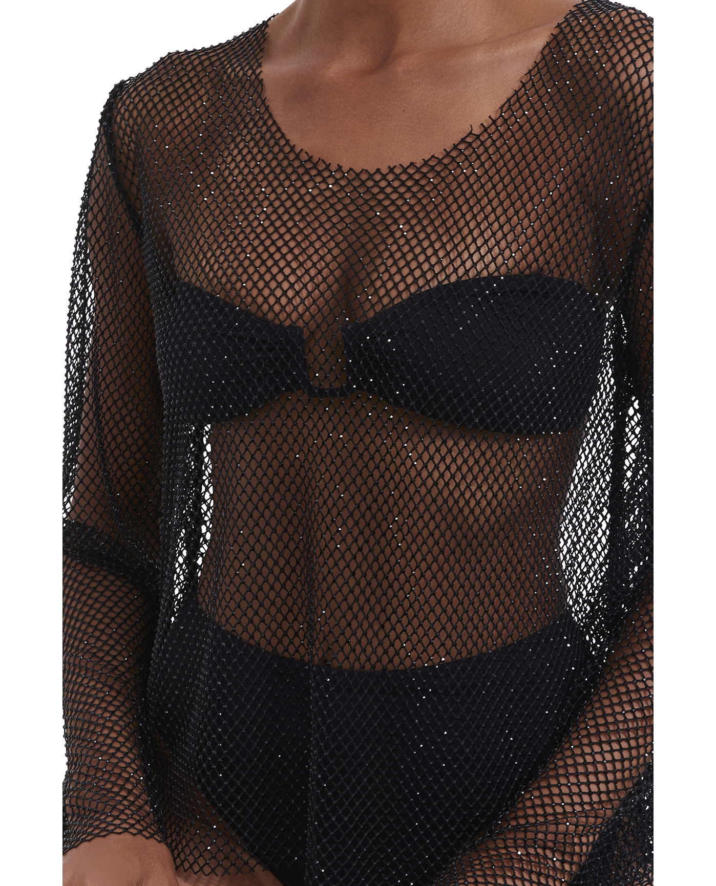 Rhinestone Mesh Cover-Up Top