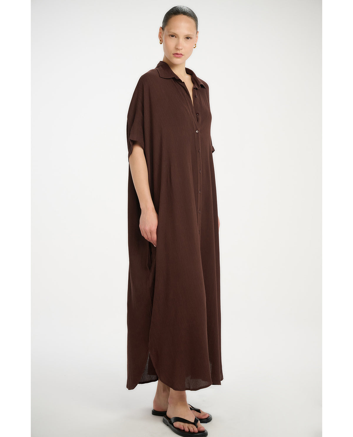 Gottex Beach LifeResort Maxi Shirt Dress Cover-Up-BrownCover Ups