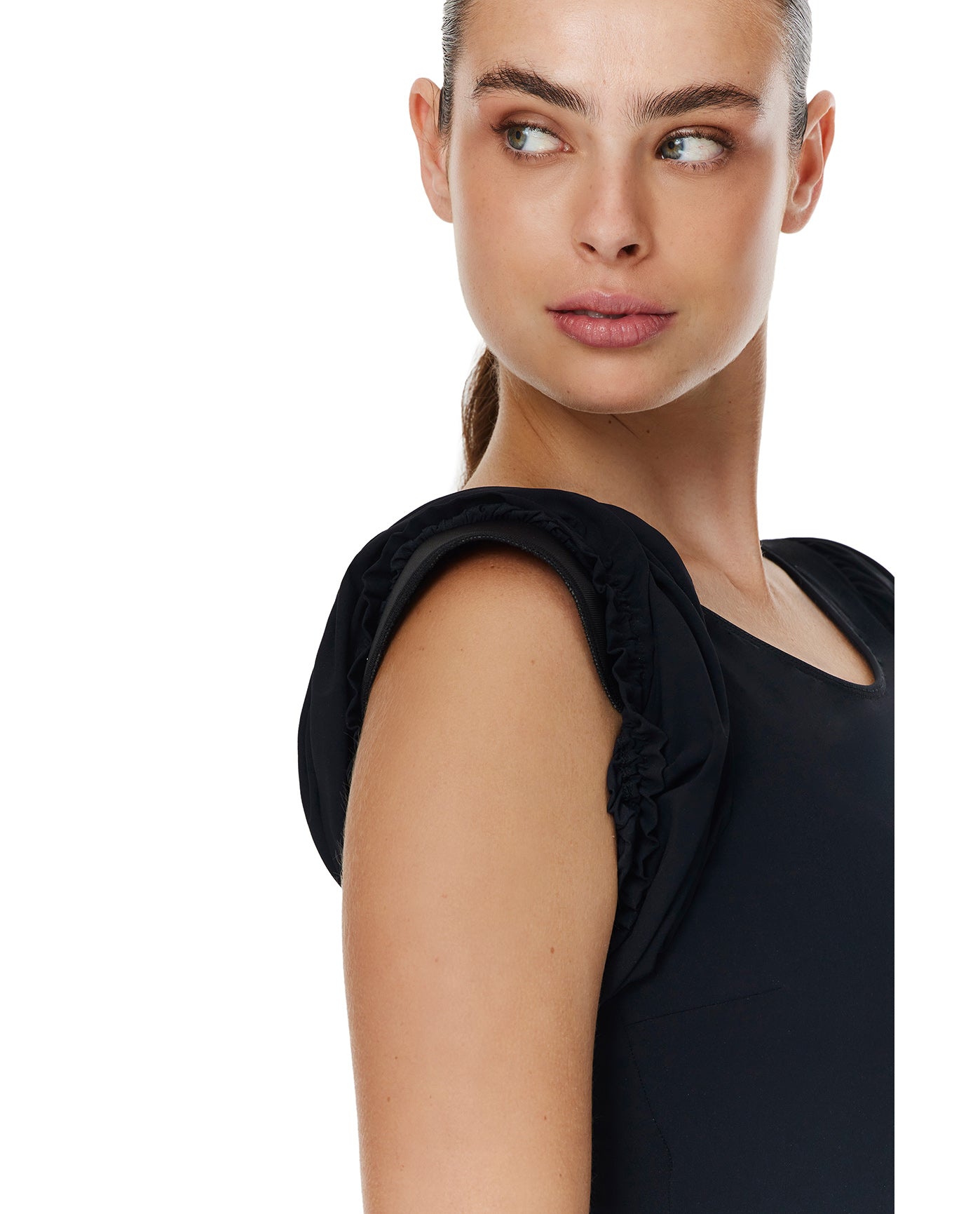 Modest High Round Neck Puff Sleeve One Piece