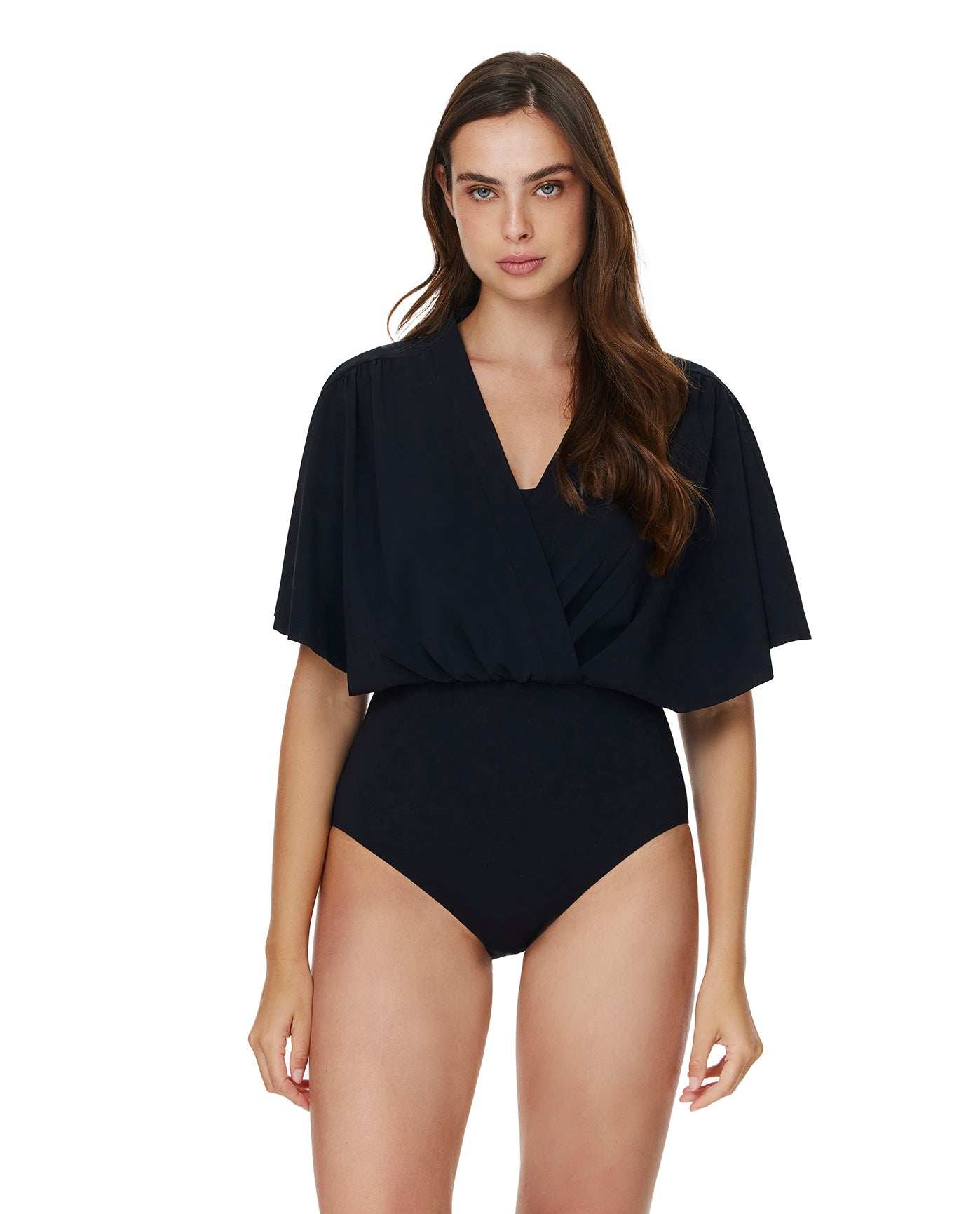 Modest Sleeved Surplice Blouson One Piece