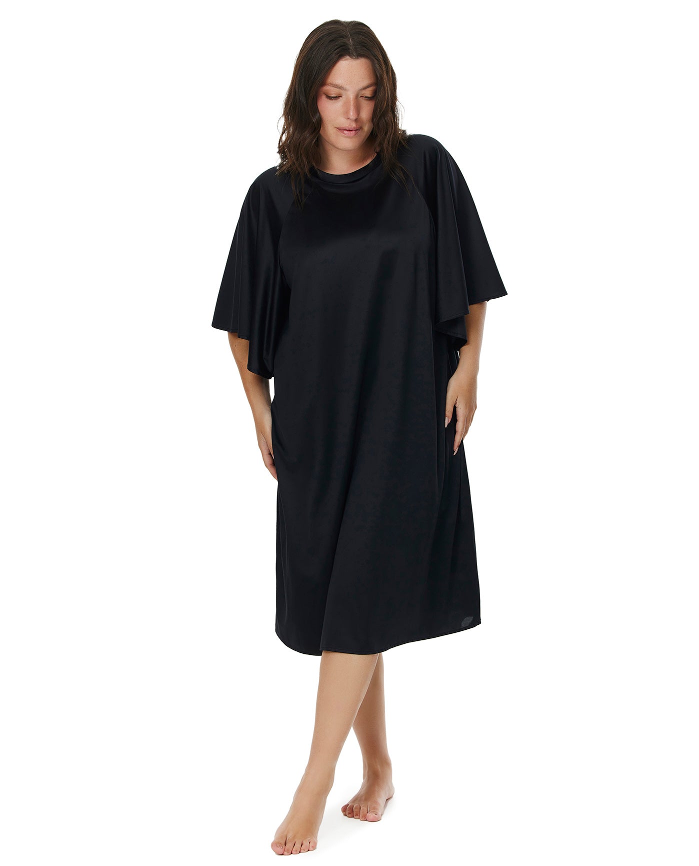 Modest High Neck Loose Fitting Dress-Black