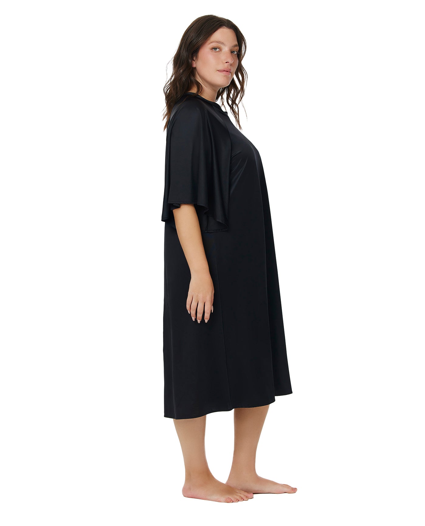 Modest High Neck Loose Fitting Dress-Black