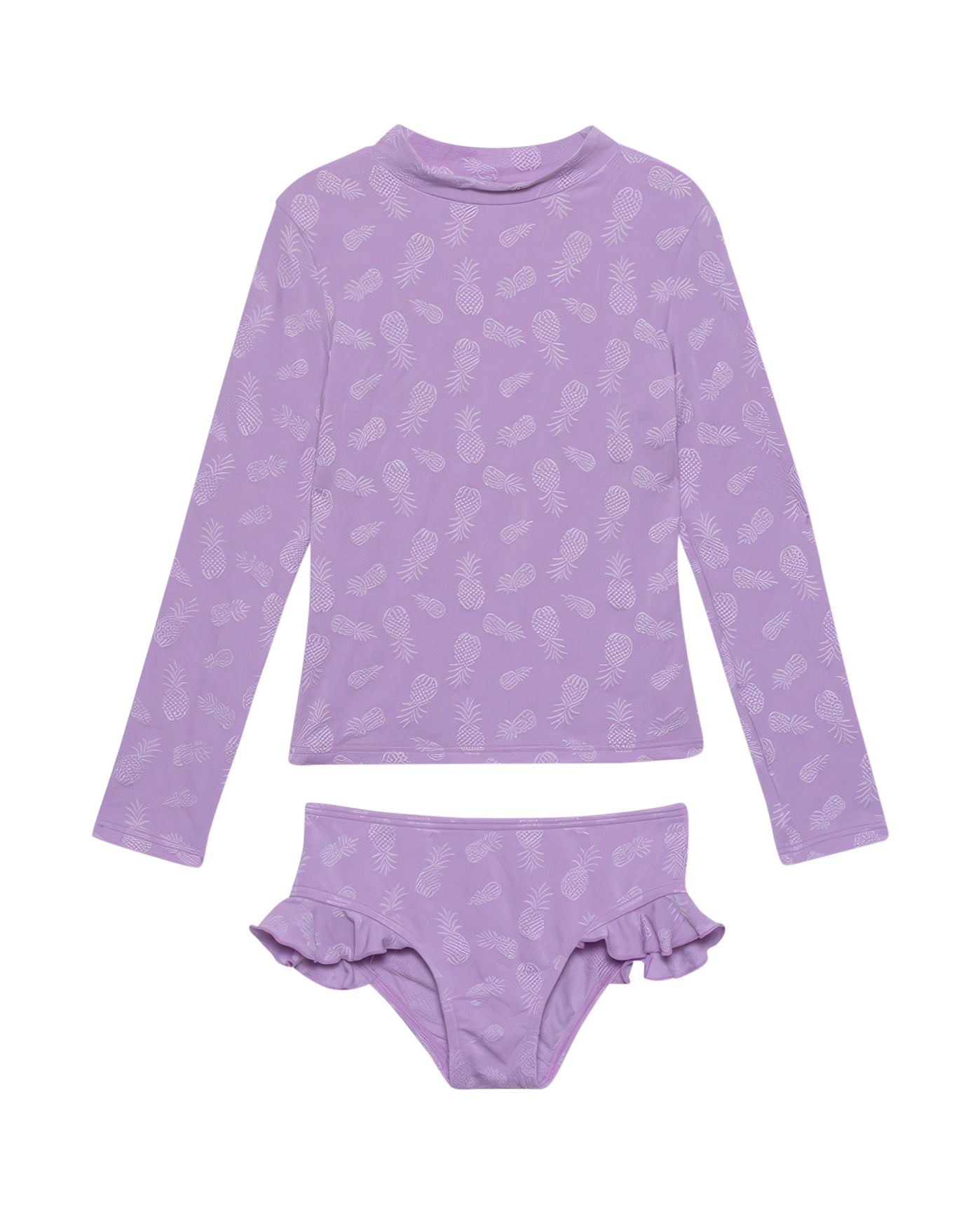 Pineapple Long Sleeve Rash Guard Top And Bikini Bottom - Purple