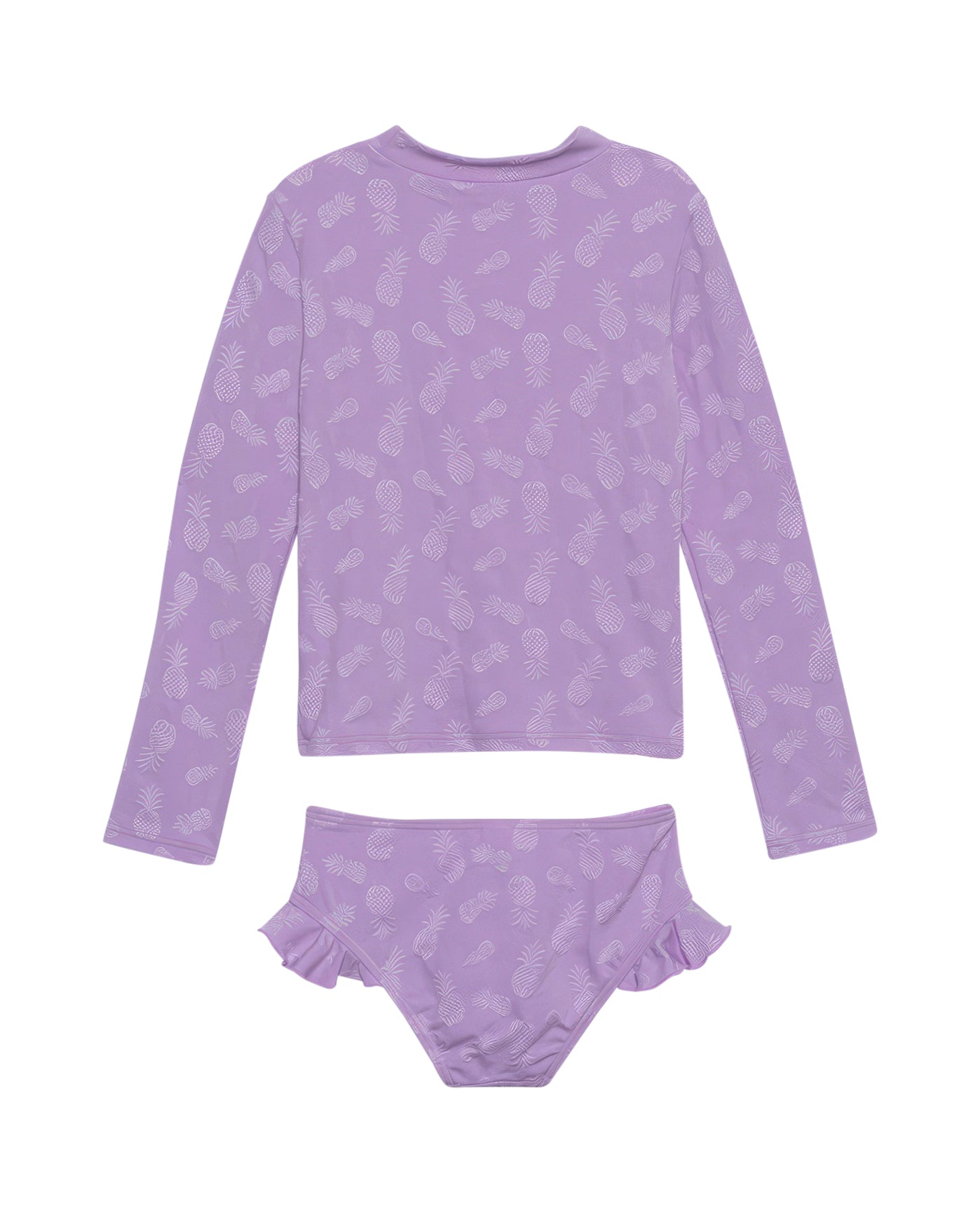 Pineapple Long Sleeve Rash Guard Top And Bikini Bottom - Purple