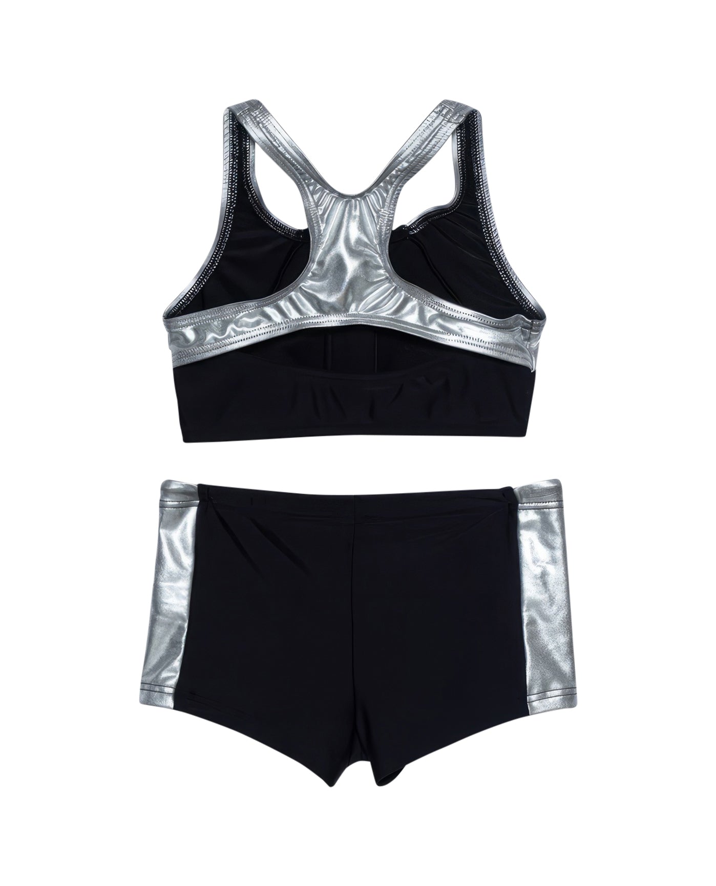 Duo Sporty Round Neck Bikini Top And Boy Shorts Set