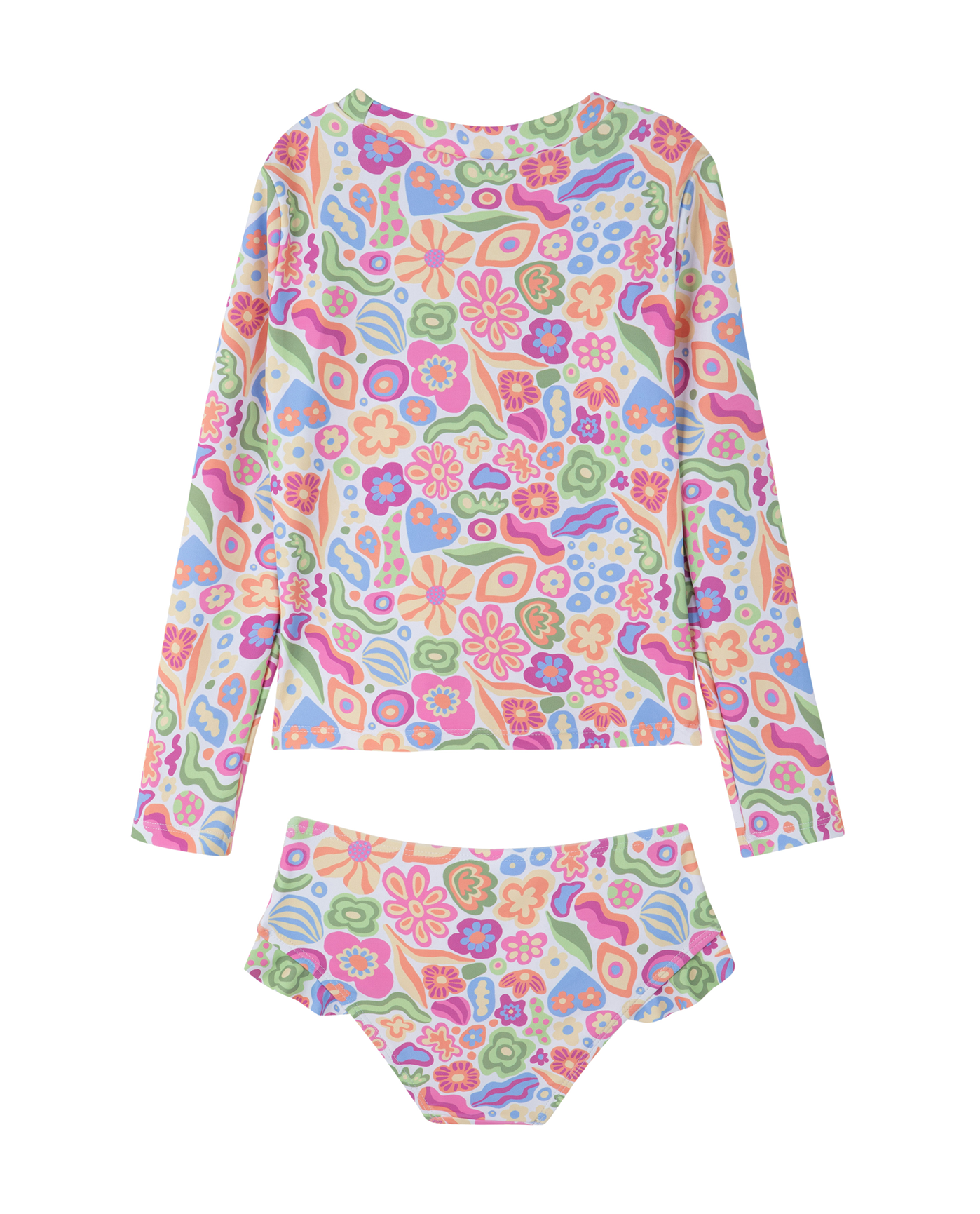 Back View Of Under the Sea Long Sleeve Rash Guard Set | sea-multi