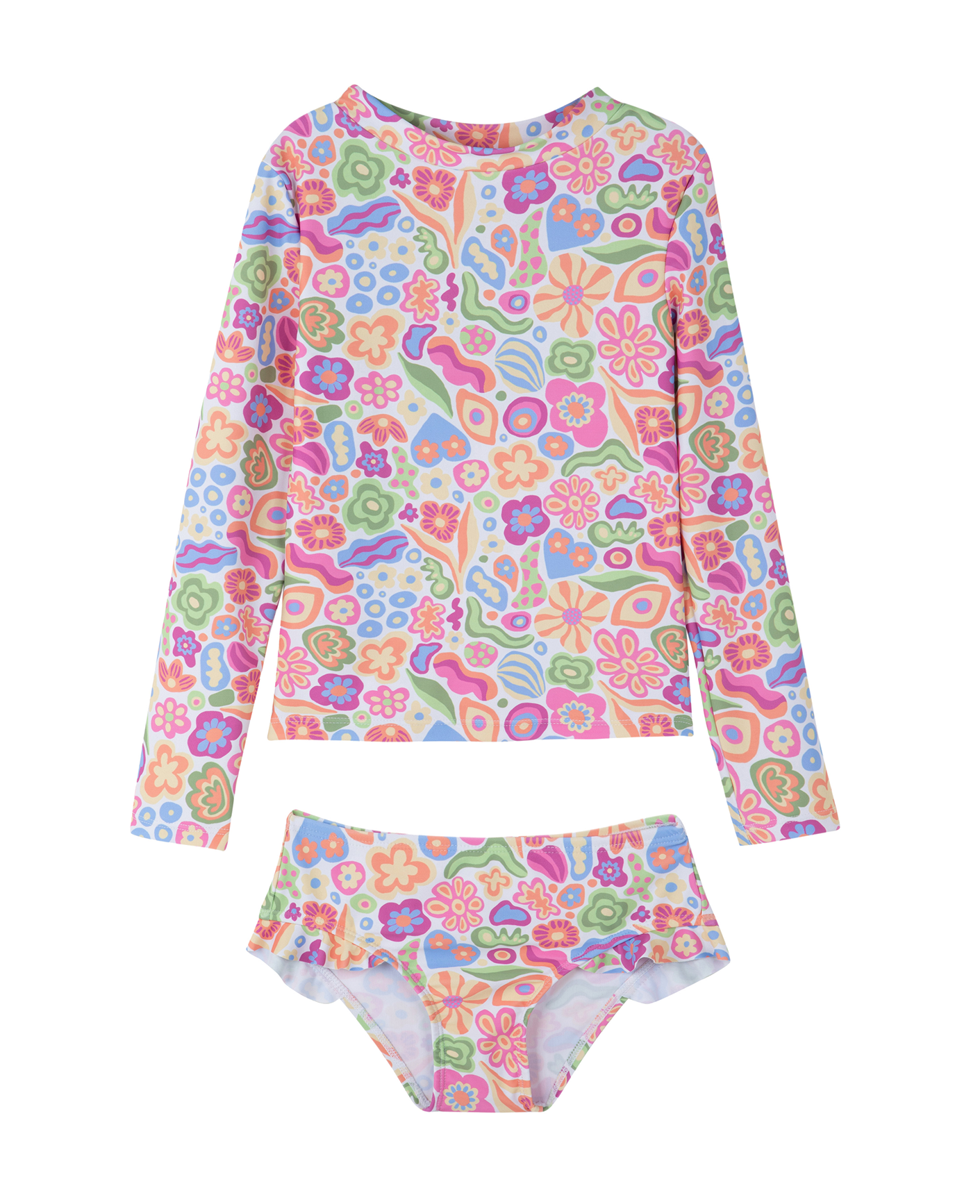 Front View Of Under the Sea Long Sleeve Rash Guard Set | sea-multi