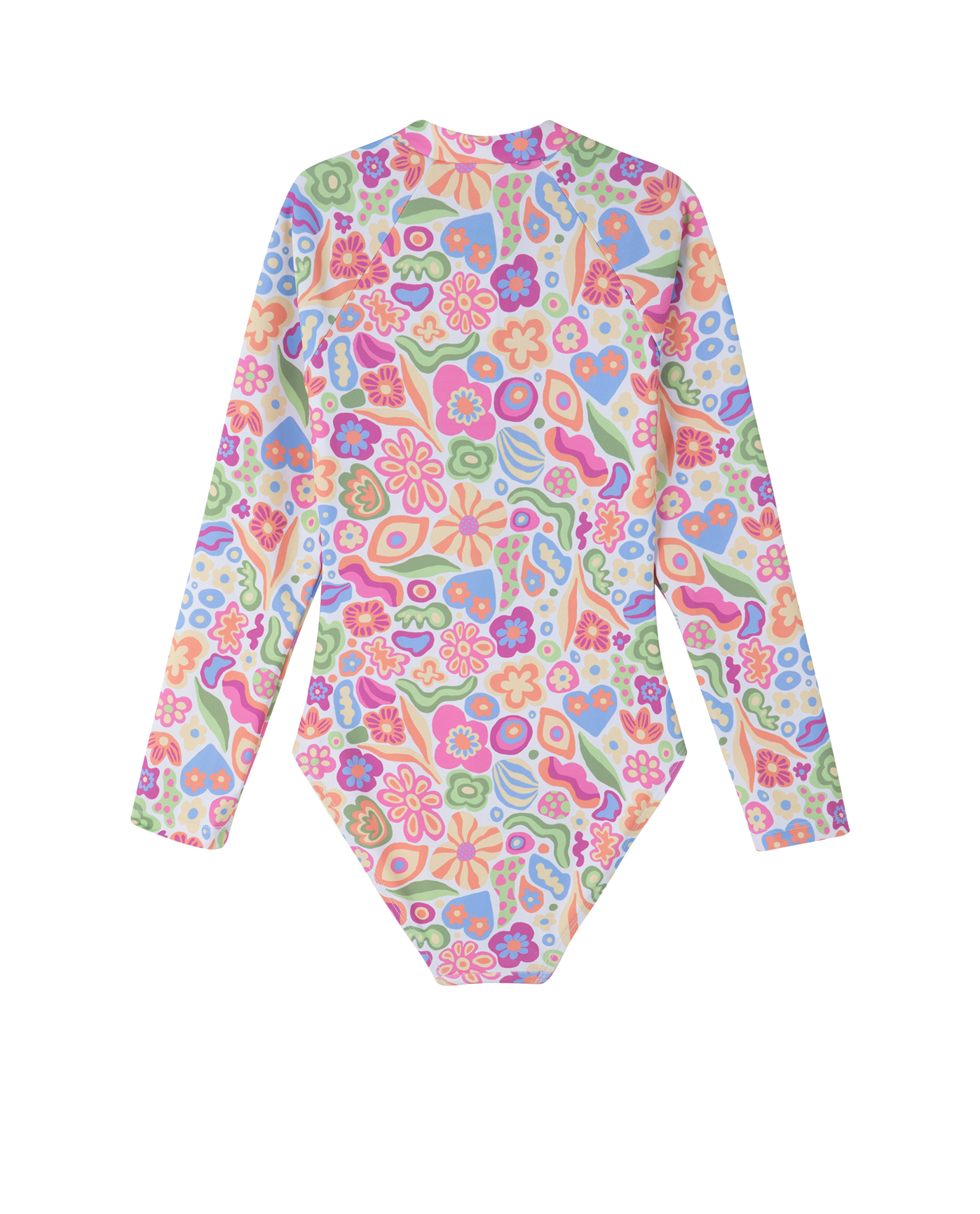 Back View Of Under the Sea Long Sleeve Zip Front One Piece | sea-multi