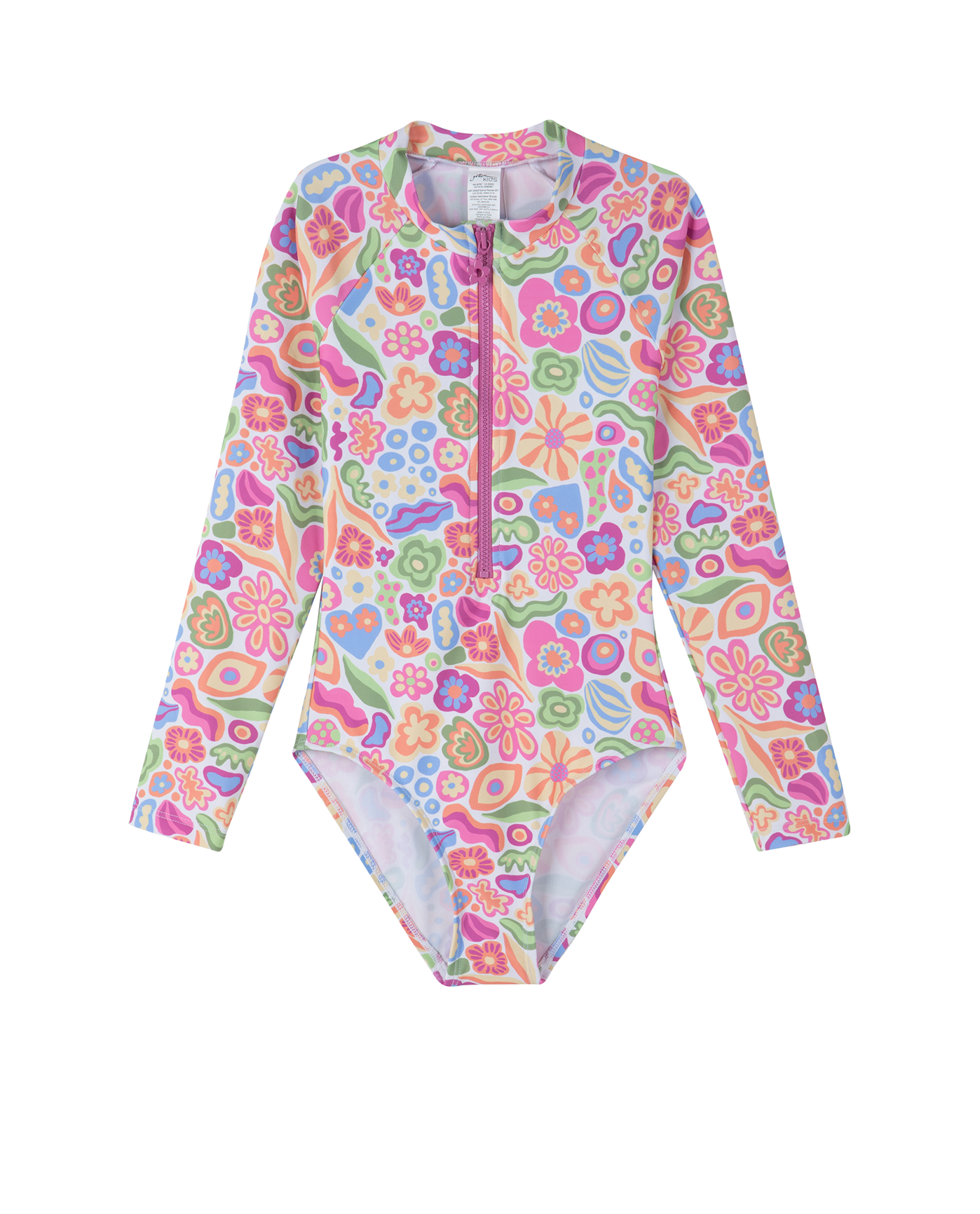 Front View Of Under the Sea Long Sleeve Zip Front One Piece | sea-multi
