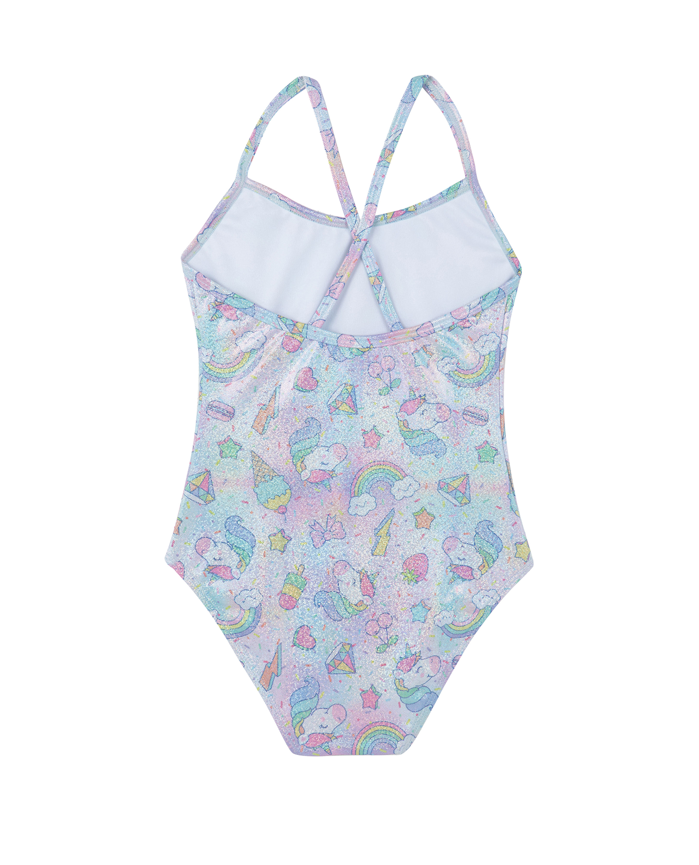 Back View Of Unicorn Squad Criss Cross Back One Piece | unicorn-multi
