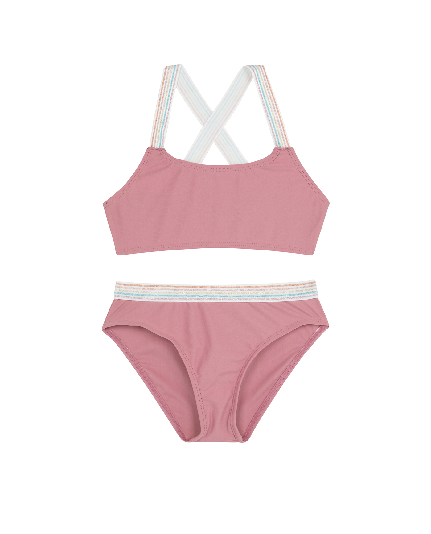 Front View Of Rainbow Star Swim Set | rainbow-pink