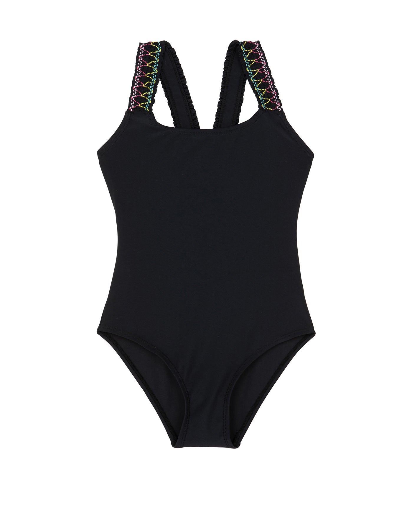 Ruffle Love Scoop Neck One Piece - Black