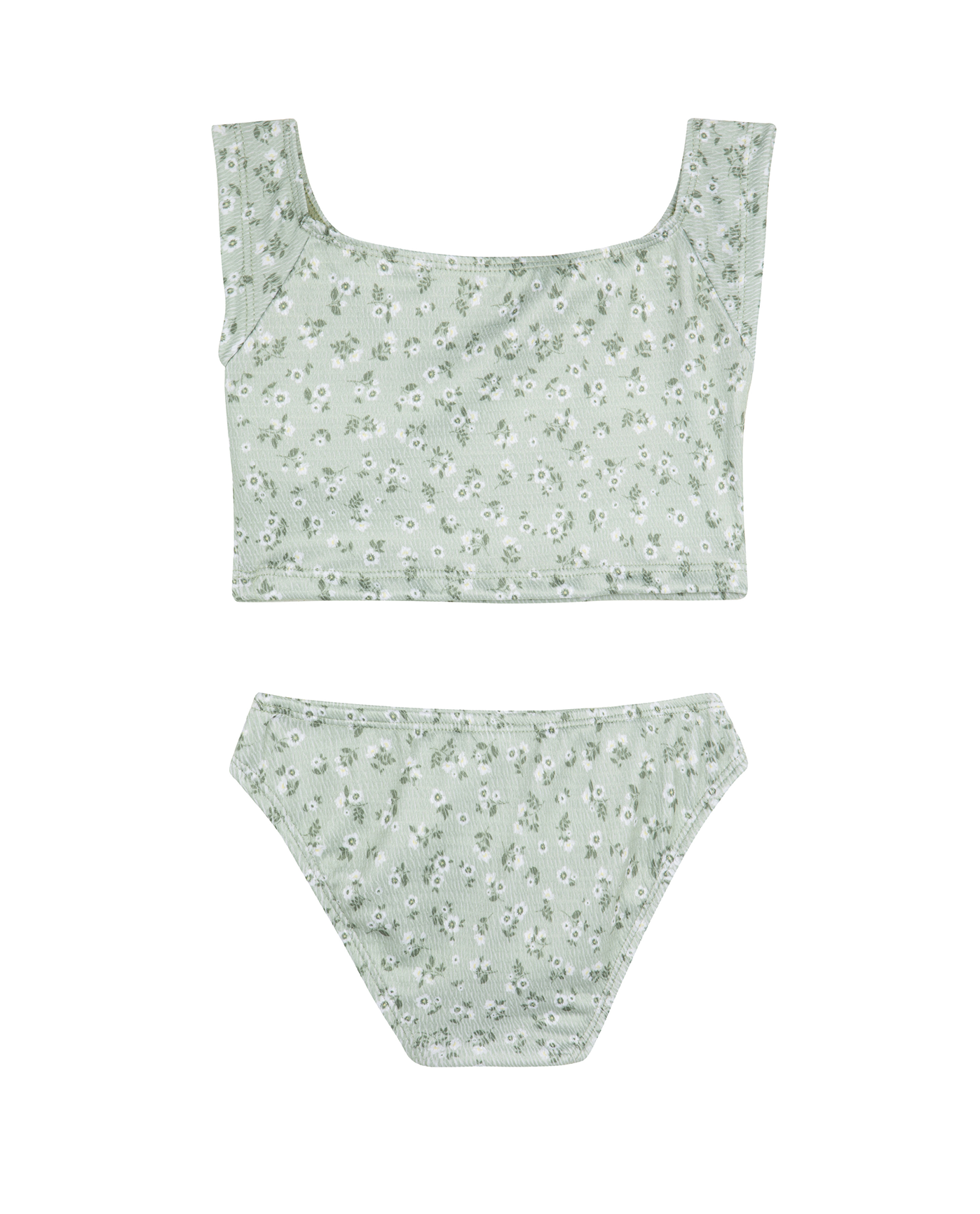 Back View Of Ditsy Dream Off Shoulder Cap Sleeve Swim Set | green