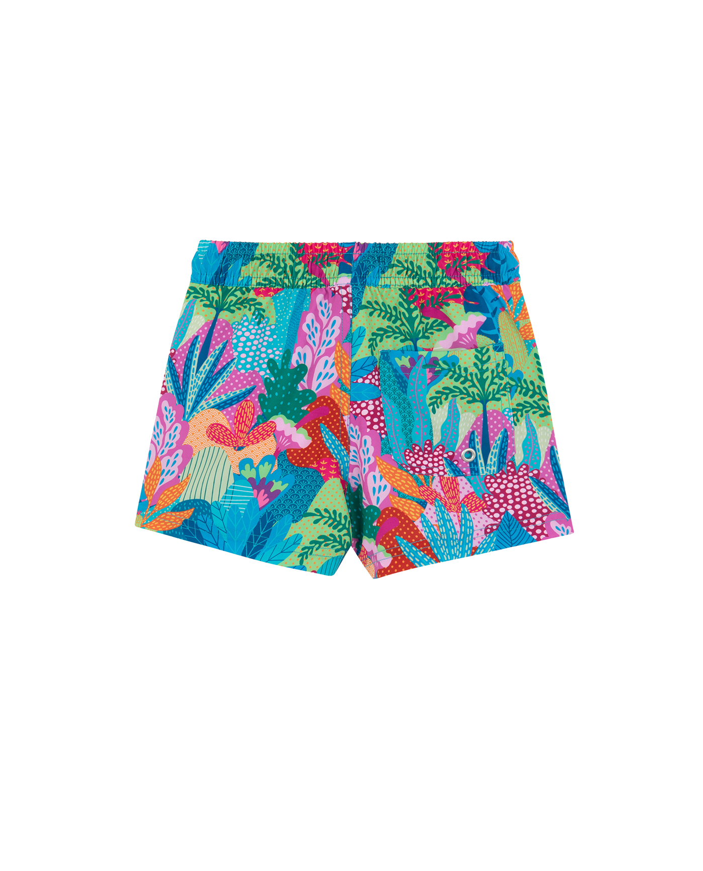 Back View Of Boys 2 Match Drawstring Swim Shorts | multi