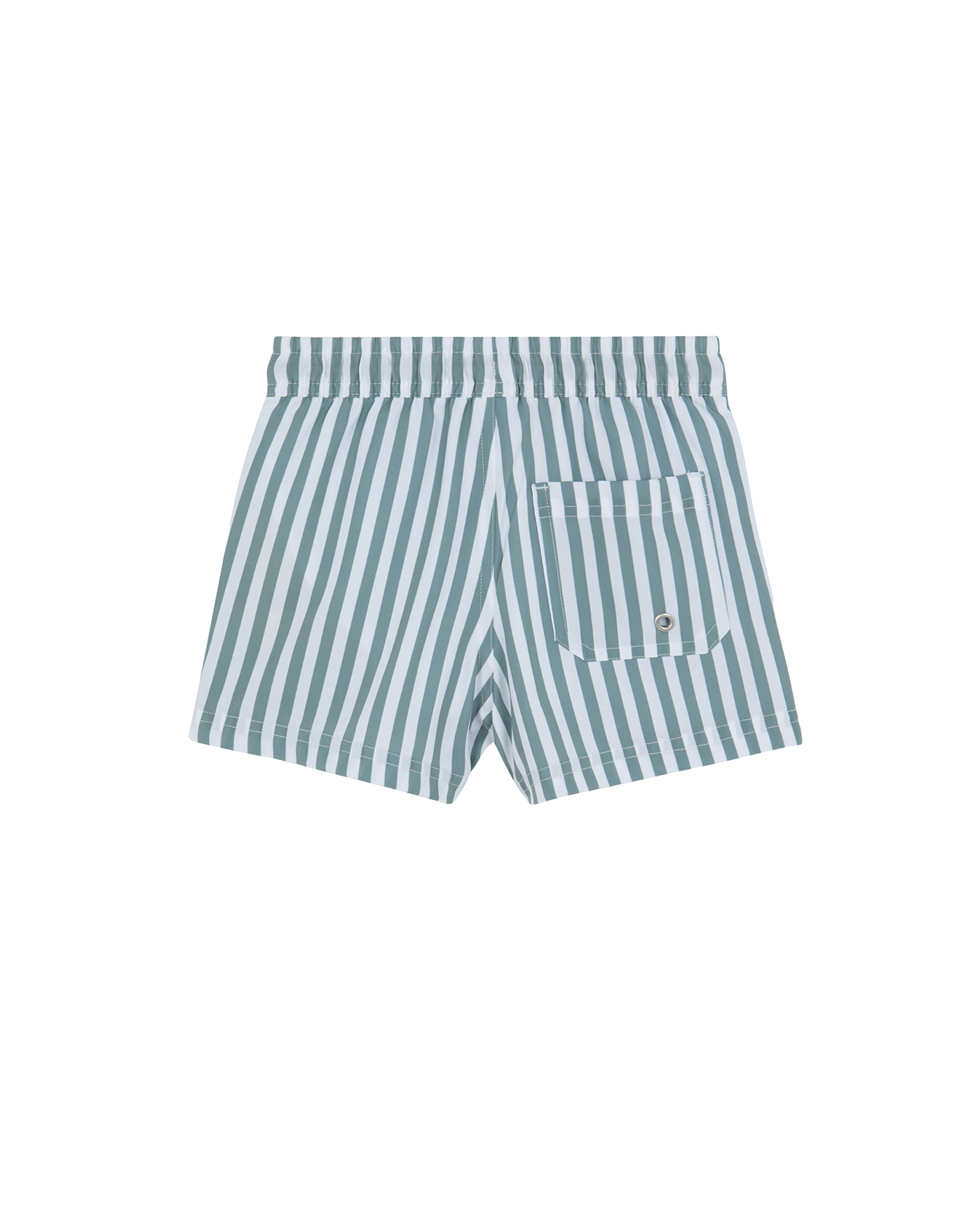 Back View Of Boys 2 Match Drawstring Swim Shorts | white-green