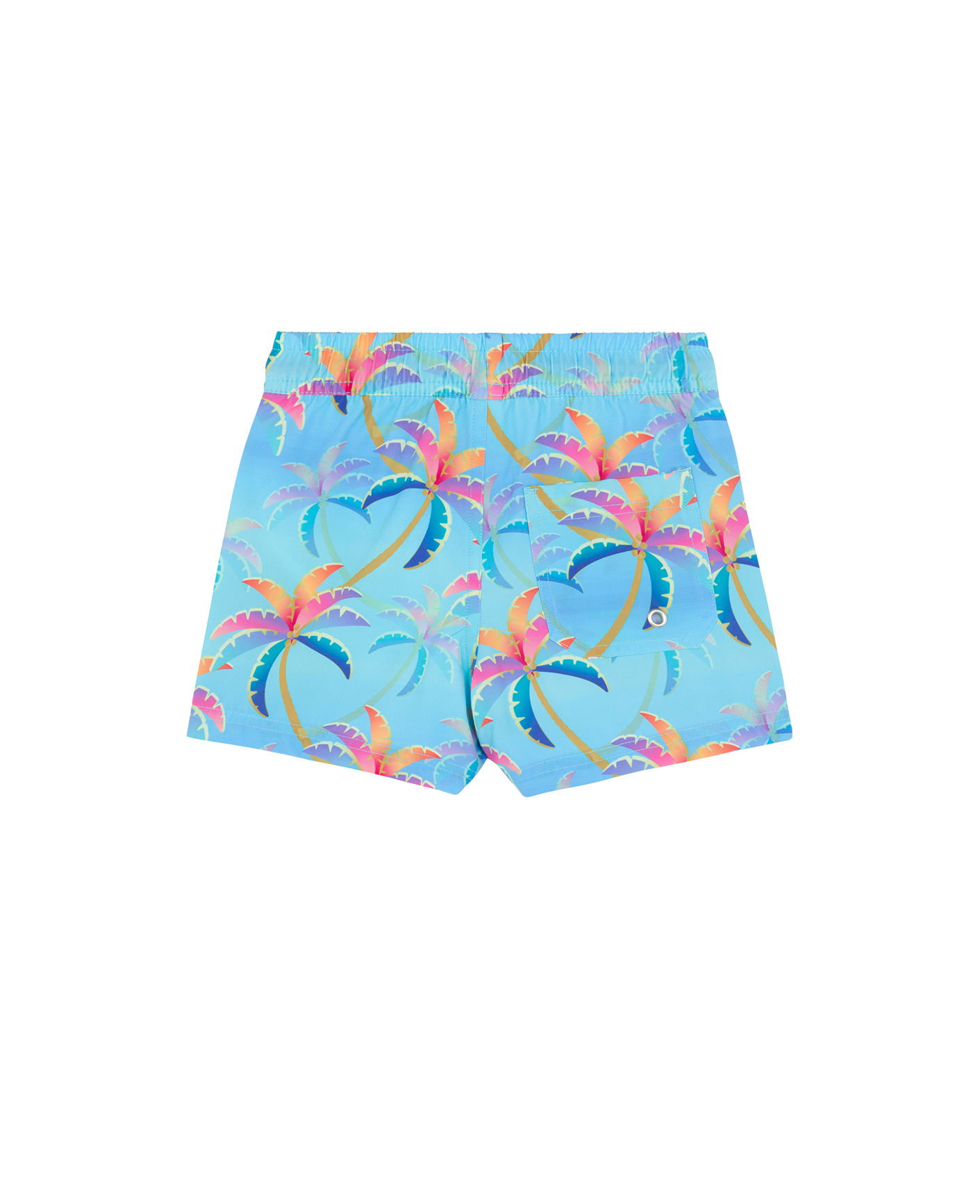 Back View Of Boys 2 Match Drawstring Swim Shorts | navy-red
