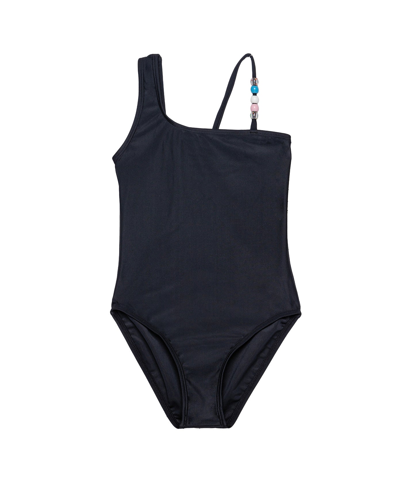 Sun Beading Asymmetrical Beaded One Piece-Black
