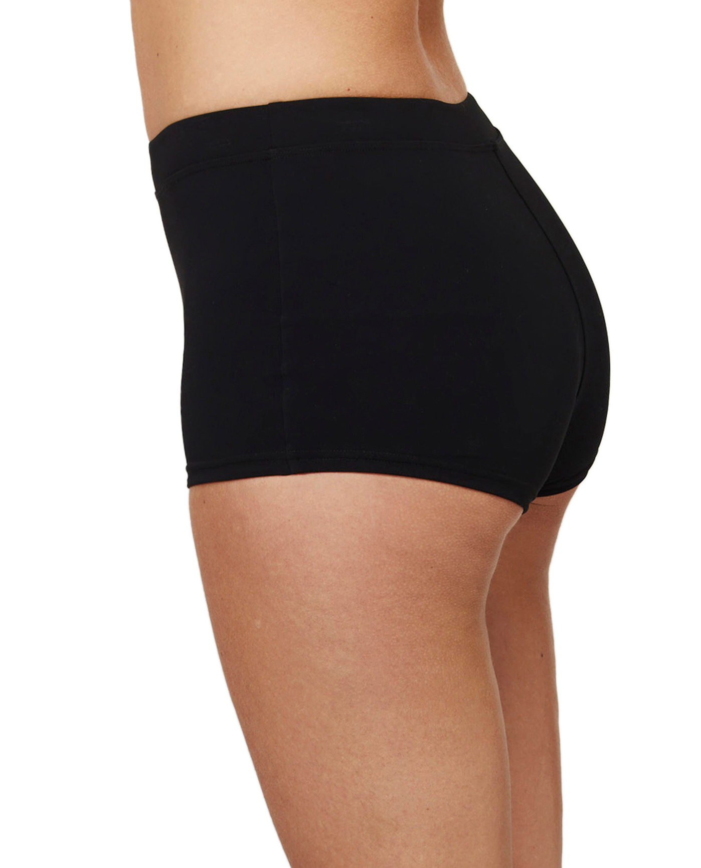 Side View Of Basic High Waist Swim Short | black
