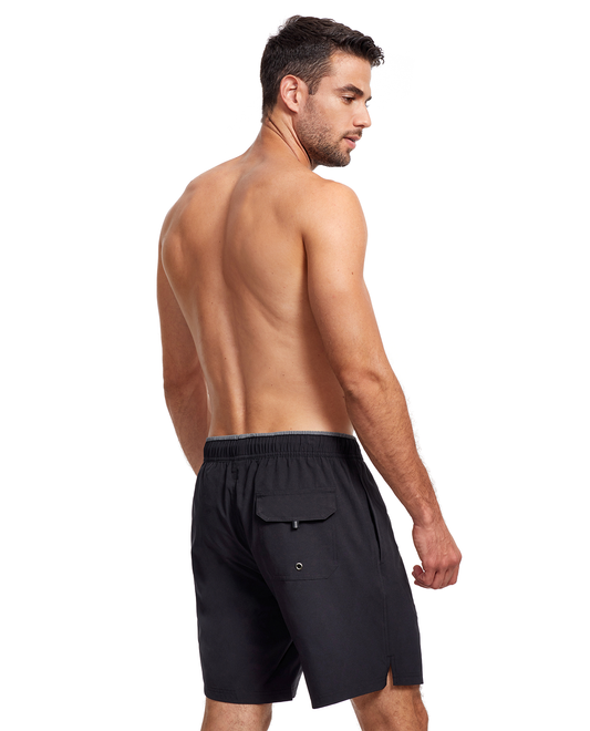 Back View Of Beach Vibe Men’s 5" Boardshort | black-grey