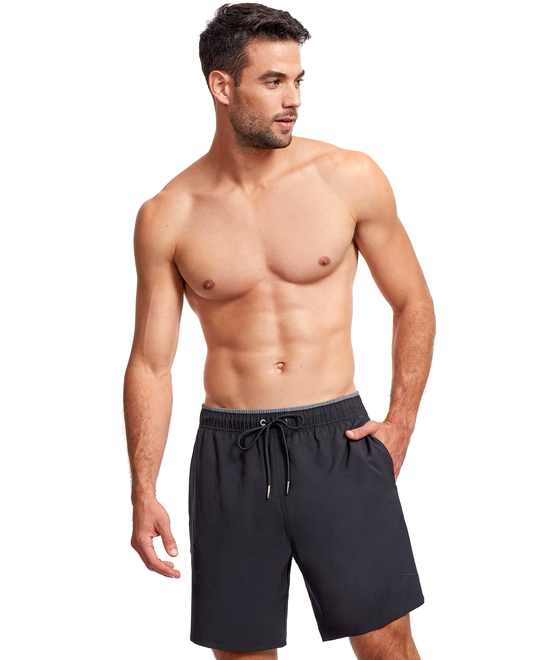 Front View Of Beach Vibe Men’s 5" Boardshort | black-grey
