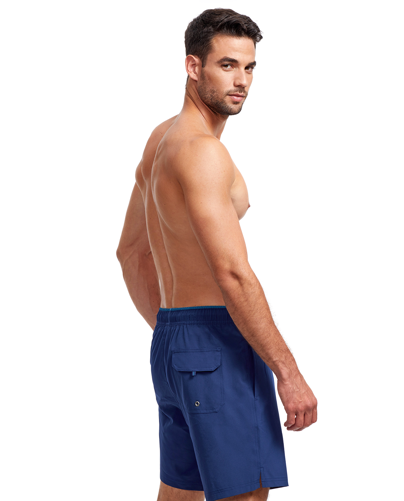 Back View Of Beach Vibe Men’s 5" Boardshort | navy-petrol