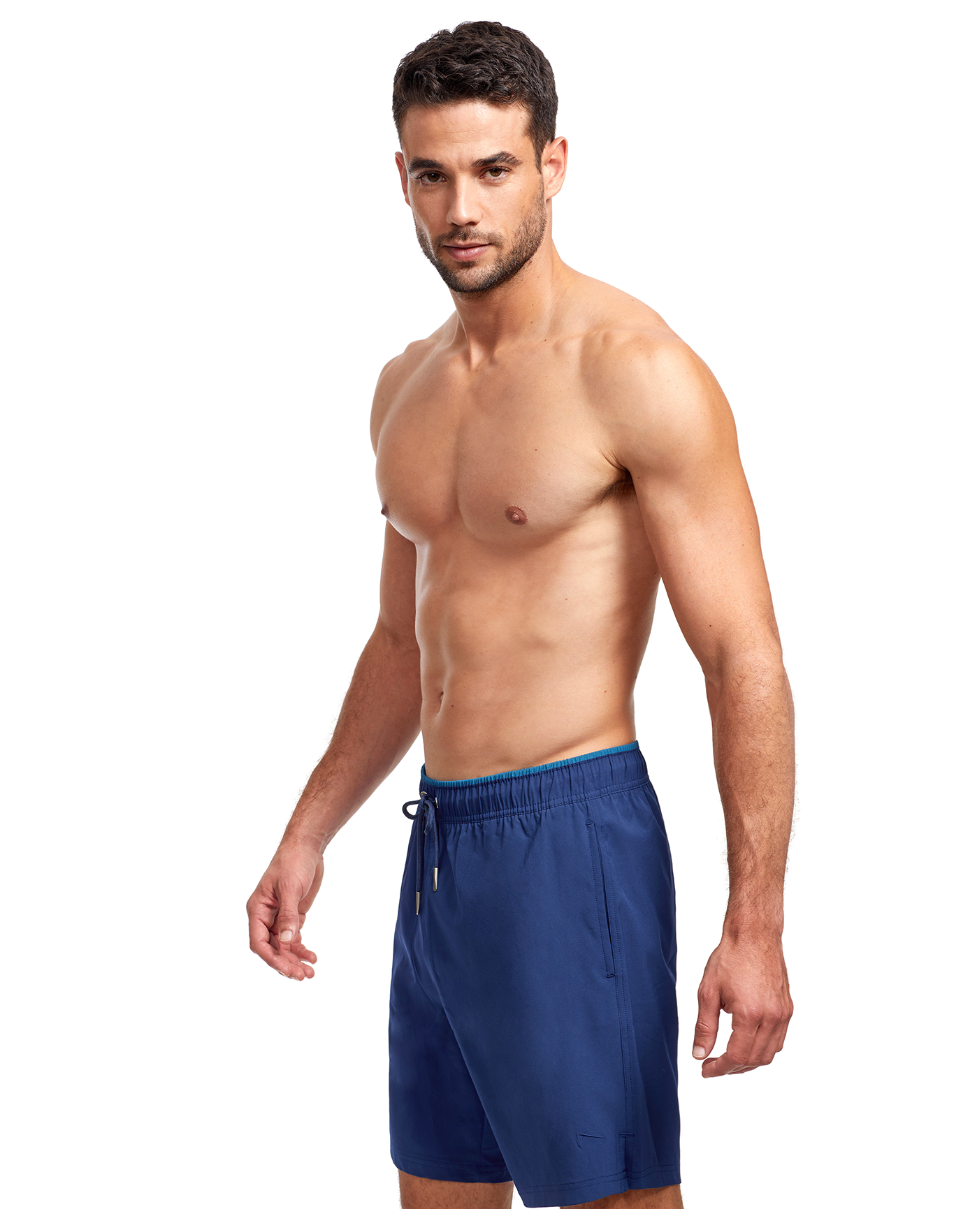 Side View Of Beach Vibe Men’s 5" Boardshort | navy-petrol