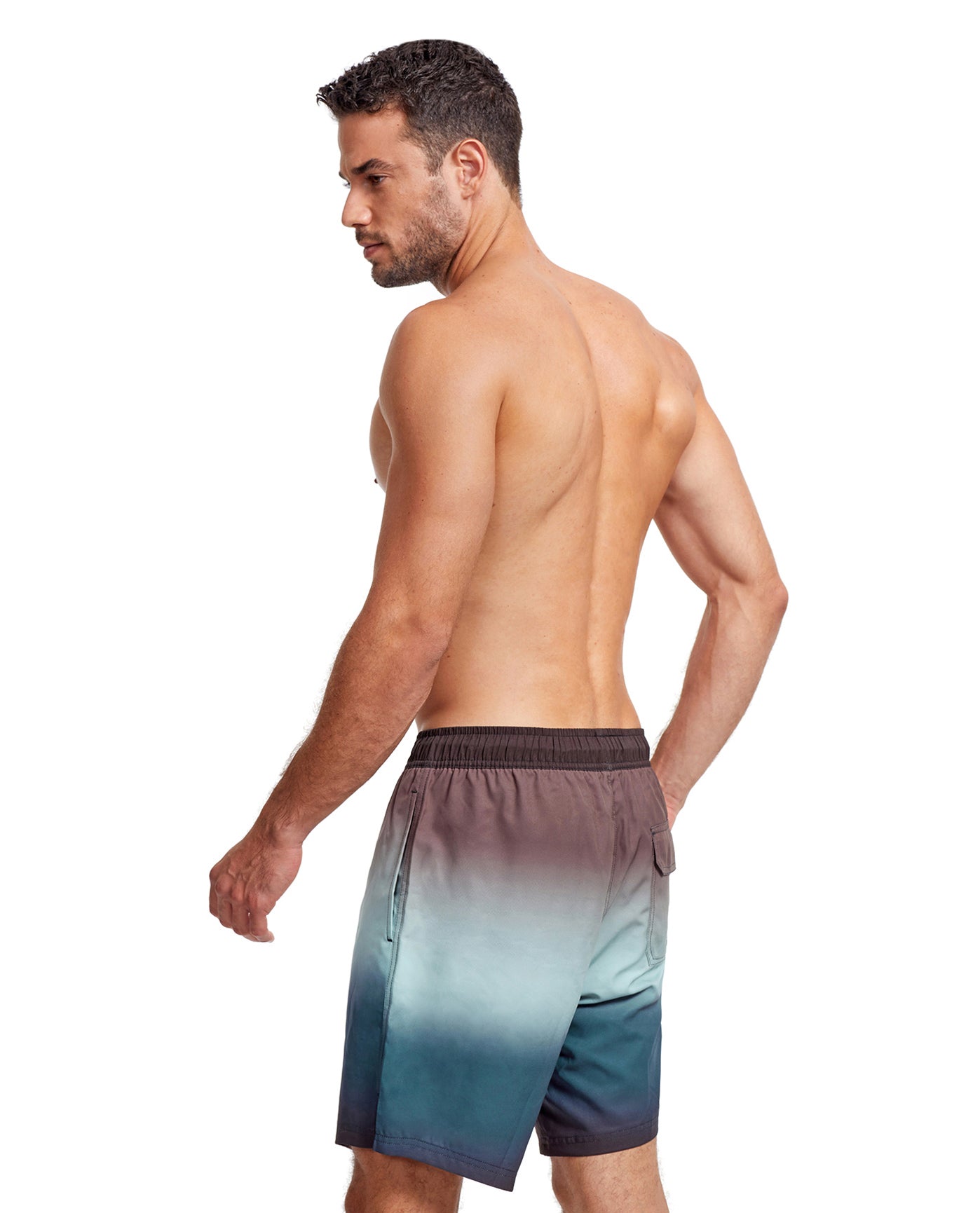 Back View Of Gottex Men 7-Inch Swim Trunks | GOTTEX MEN BLUE OMBRE