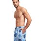 Side View View Of Gottex Men 7-Inch Swim Trunks | GOTTEX MEN BLUE TROPICAL STRIPE